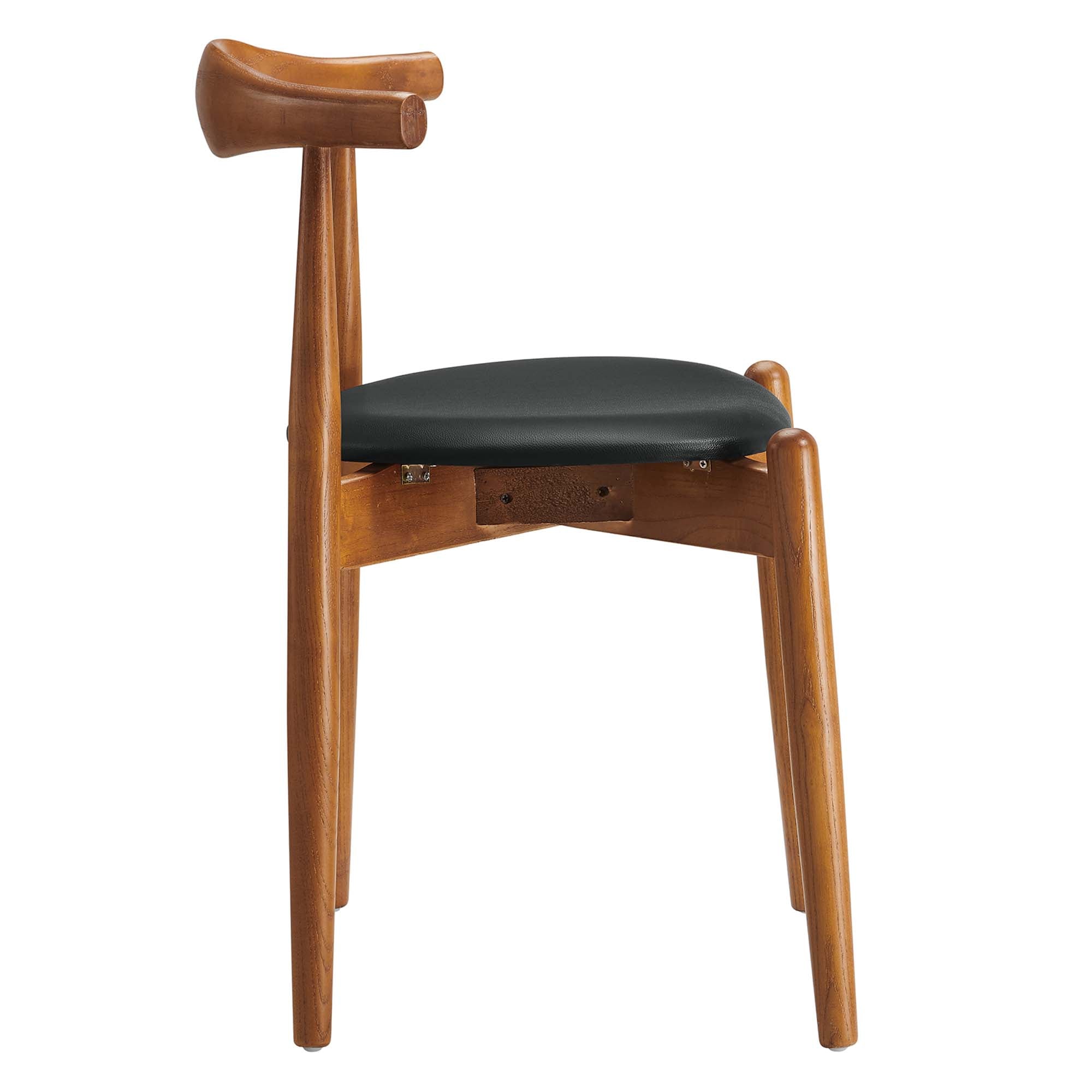 Stalwart Dining Side Chairs Set of 2, Dark Walnut Black