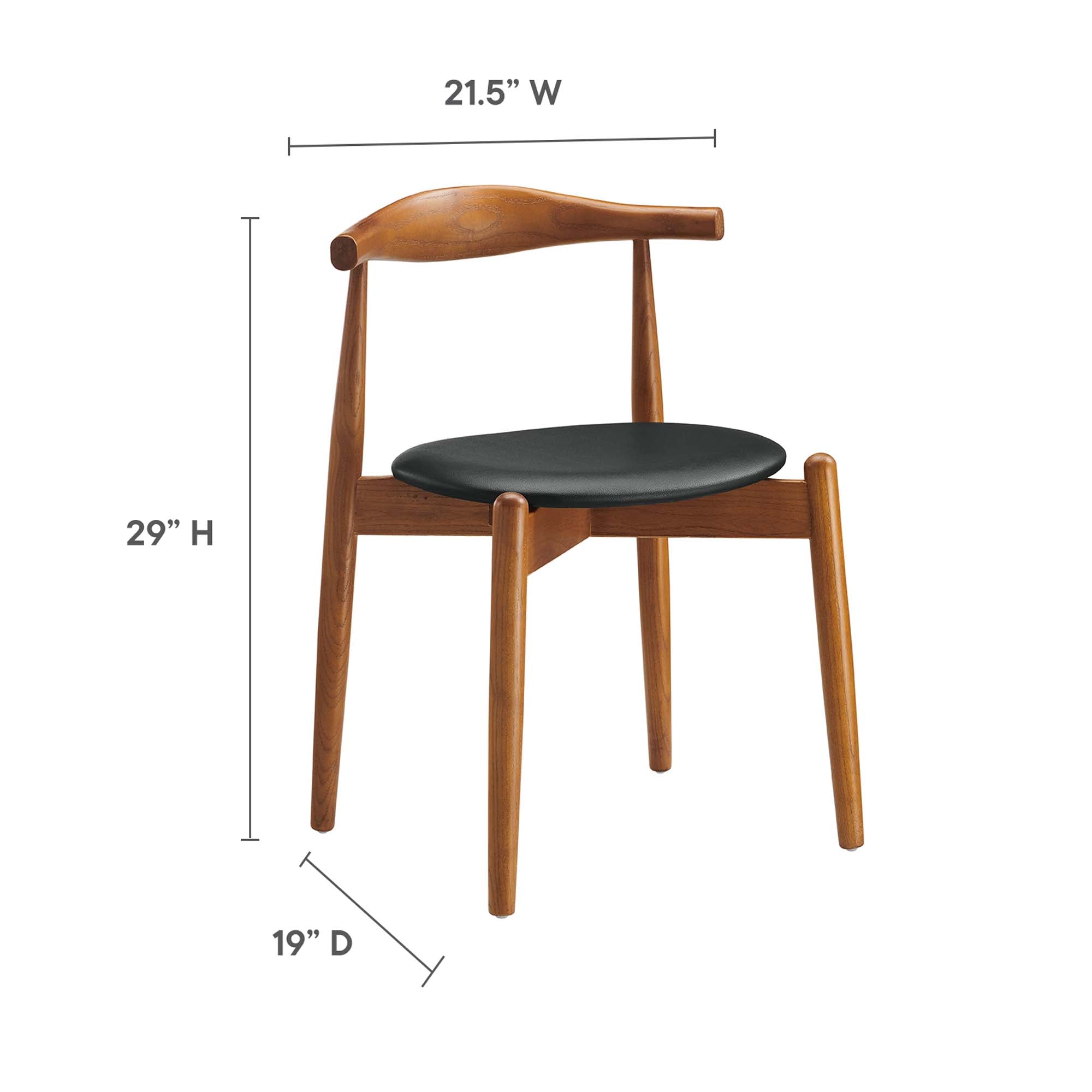 Stalwart Dining Side Chairs Set of 2, Dark Walnut Black