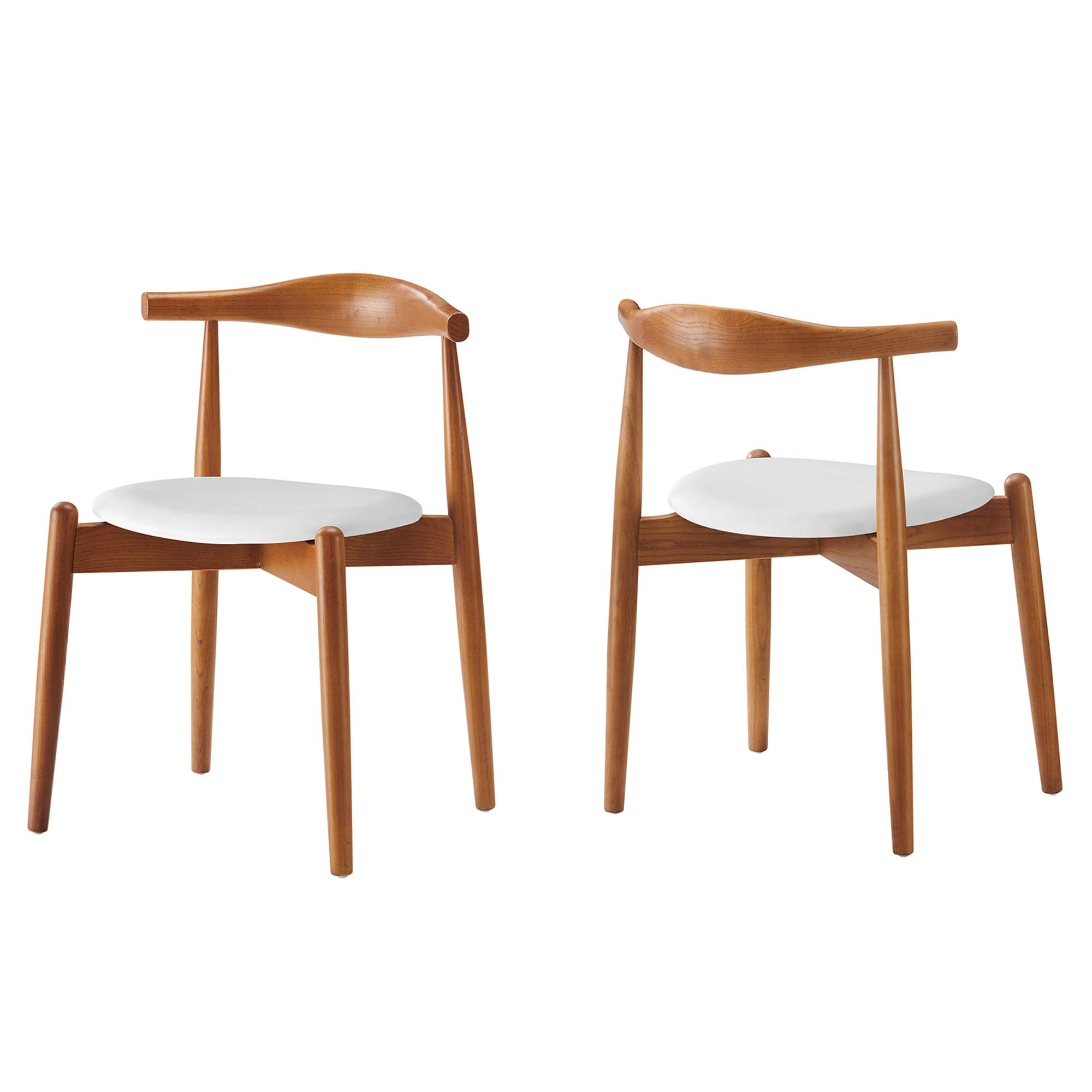 Stalwart Dining Side Chairs Set of 2, Dark Walnut White