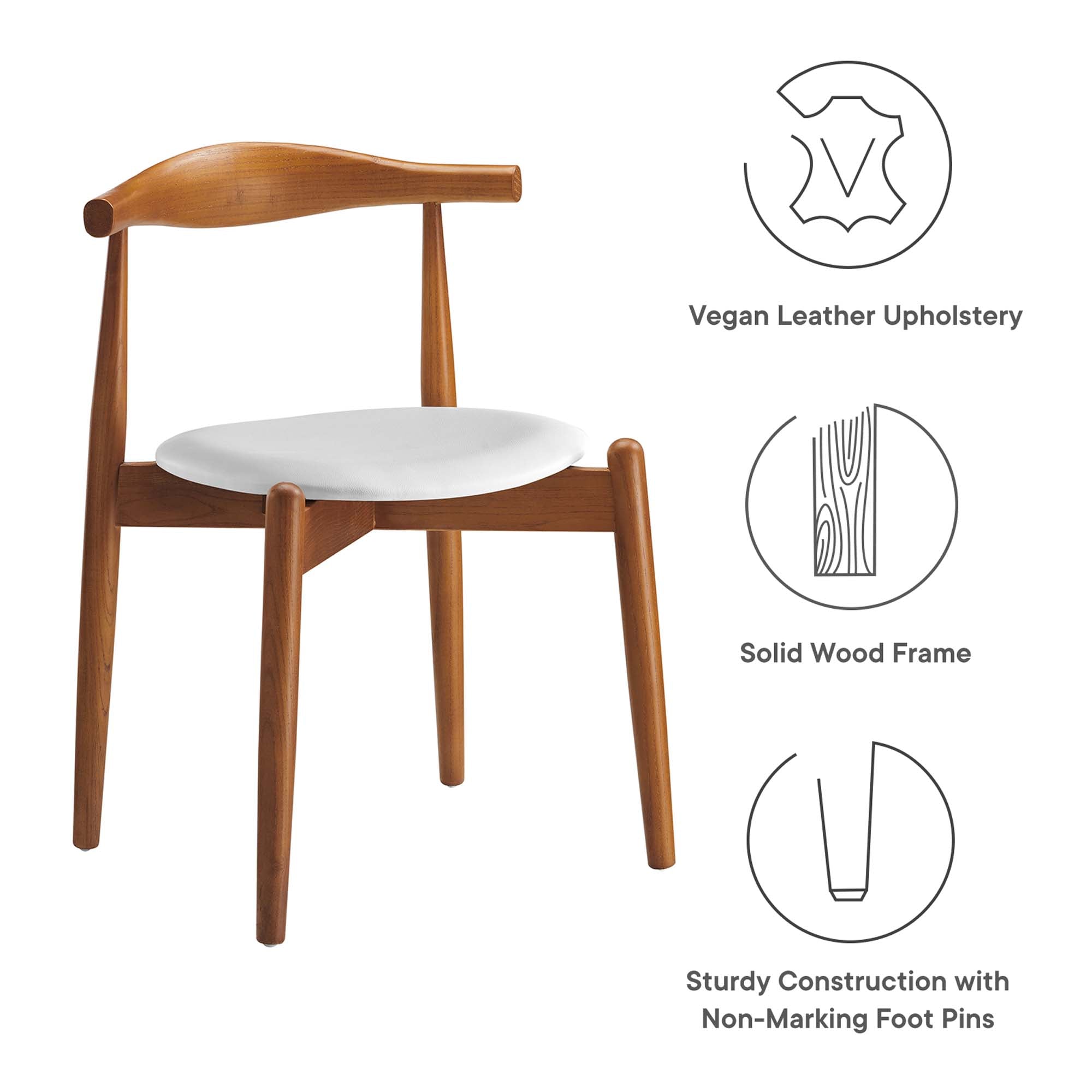 Stalwart Dining Side Chairs Set of 2, Dark Walnut White