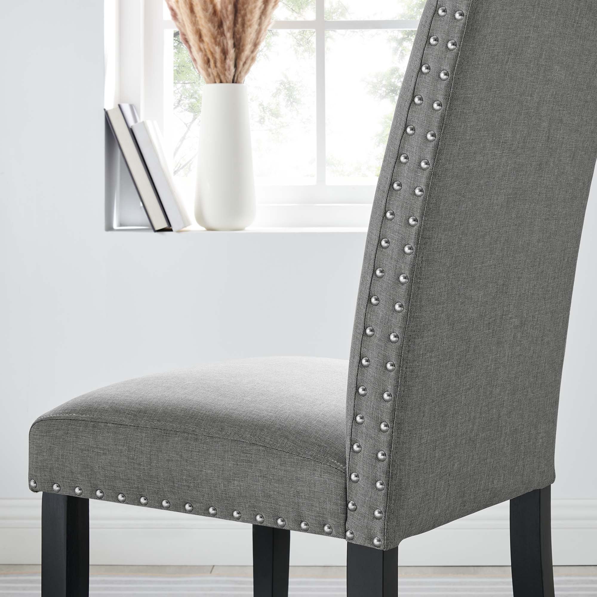 Parcel Dining Upholstered Fabric Side Chair, Light Gray