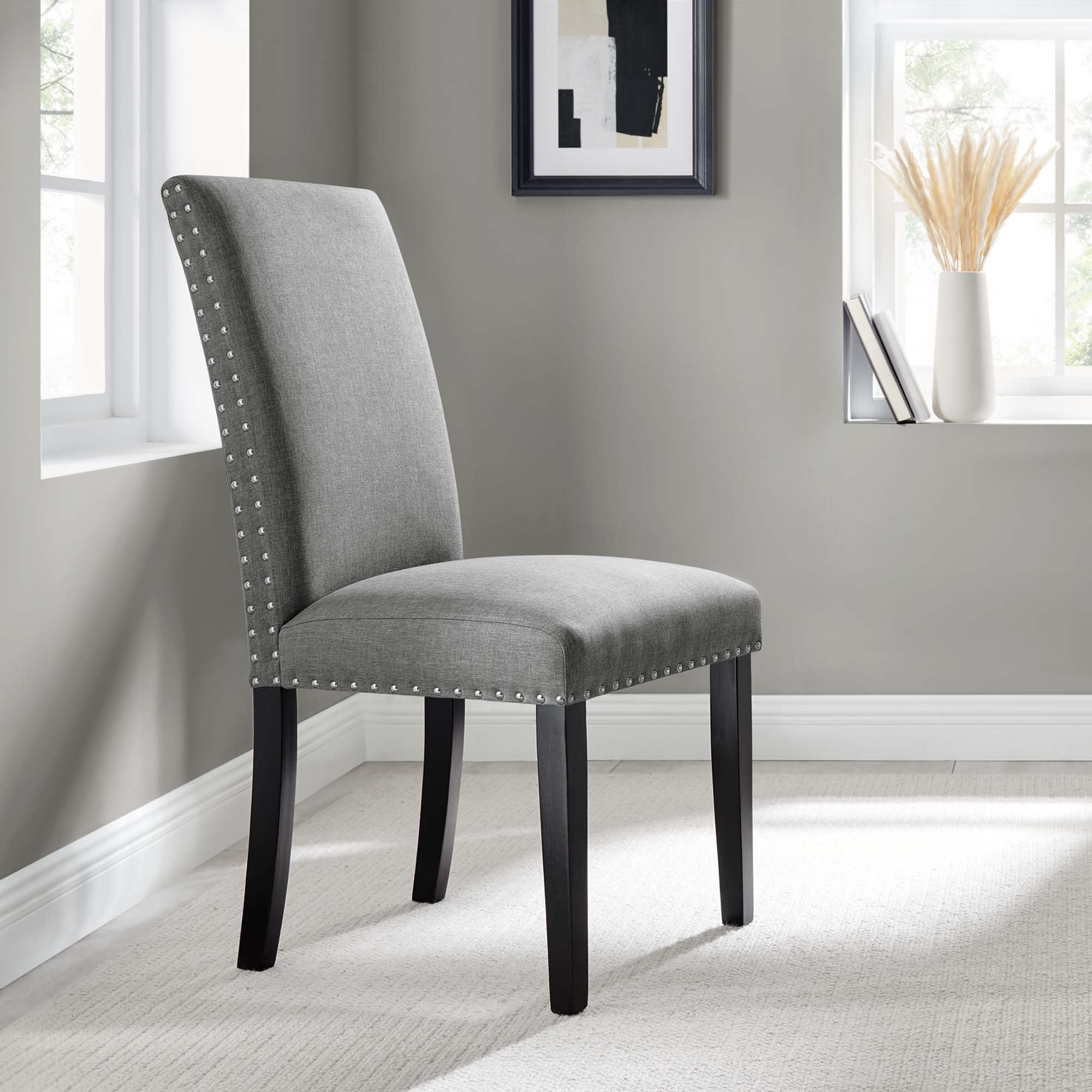 Parcel Dining Upholstered Fabric Side Chair, Light Gray