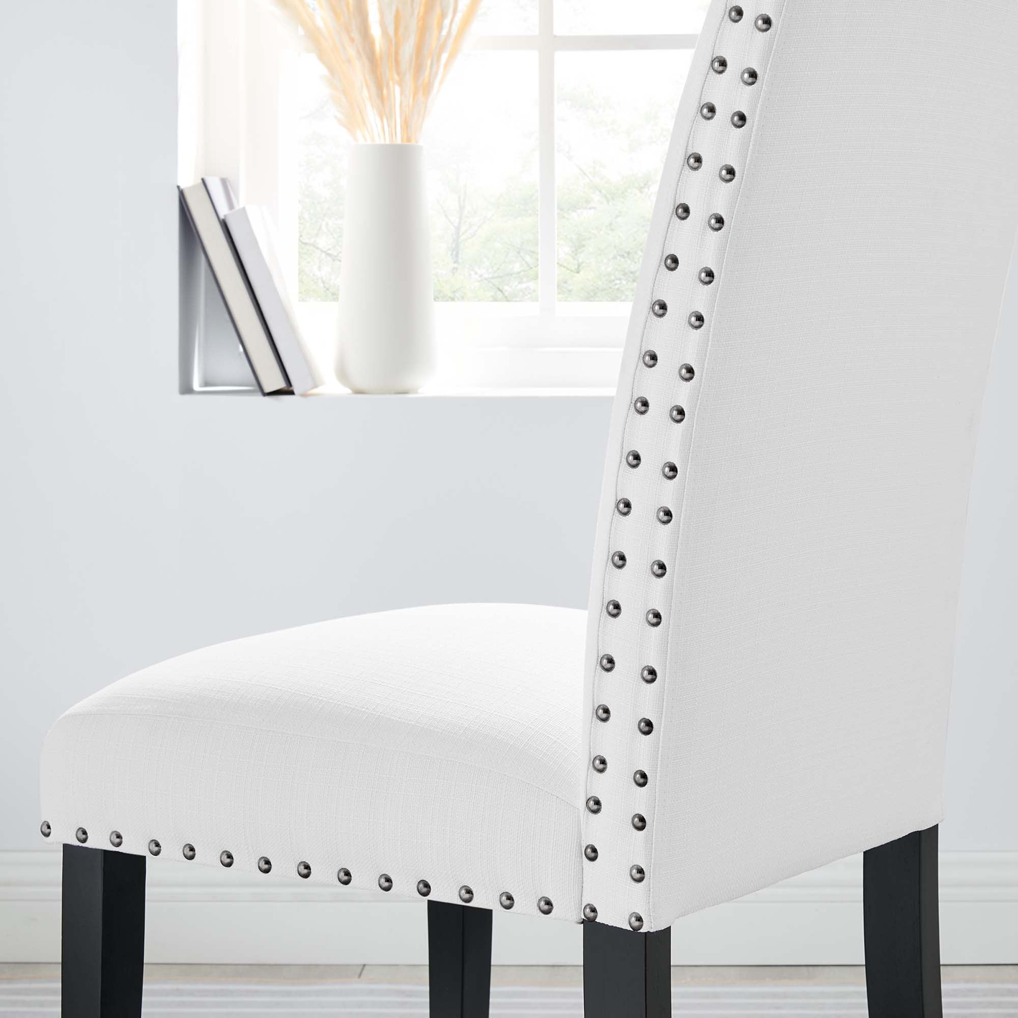 Parcel Dining Upholstered Fabric Side Chair, White