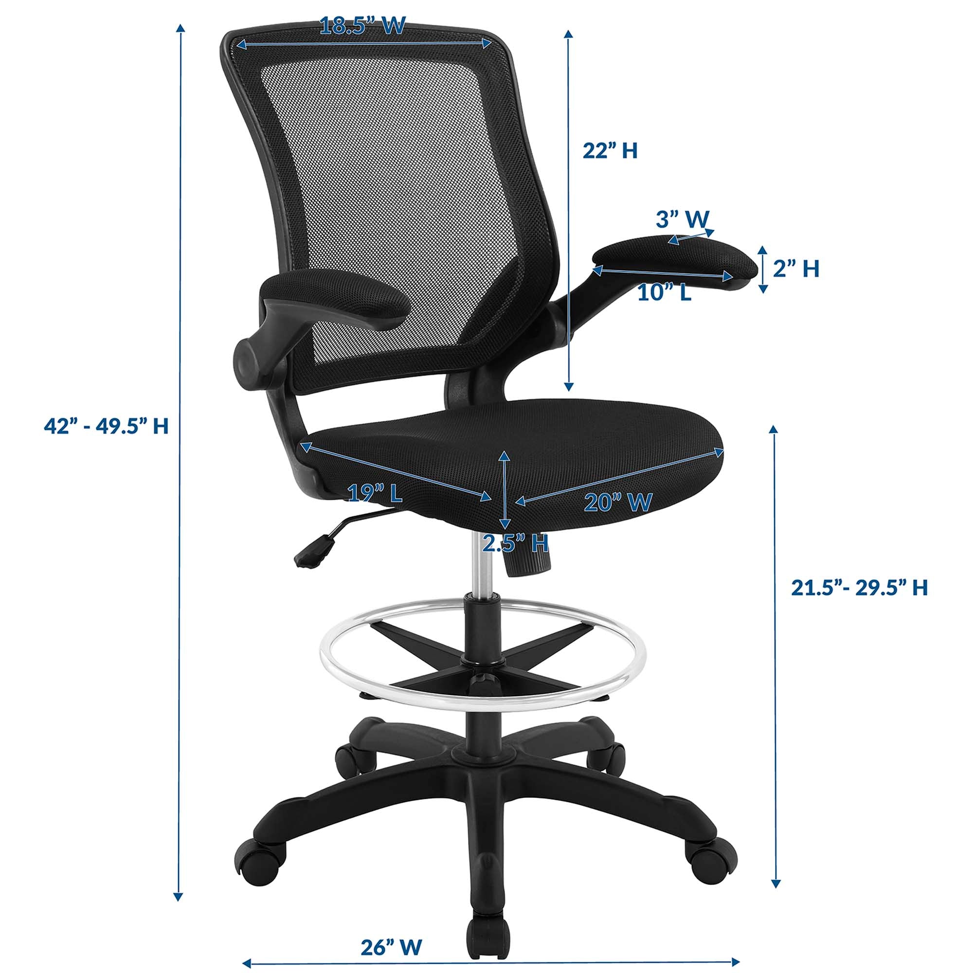 Veer Drafting Chair, Black