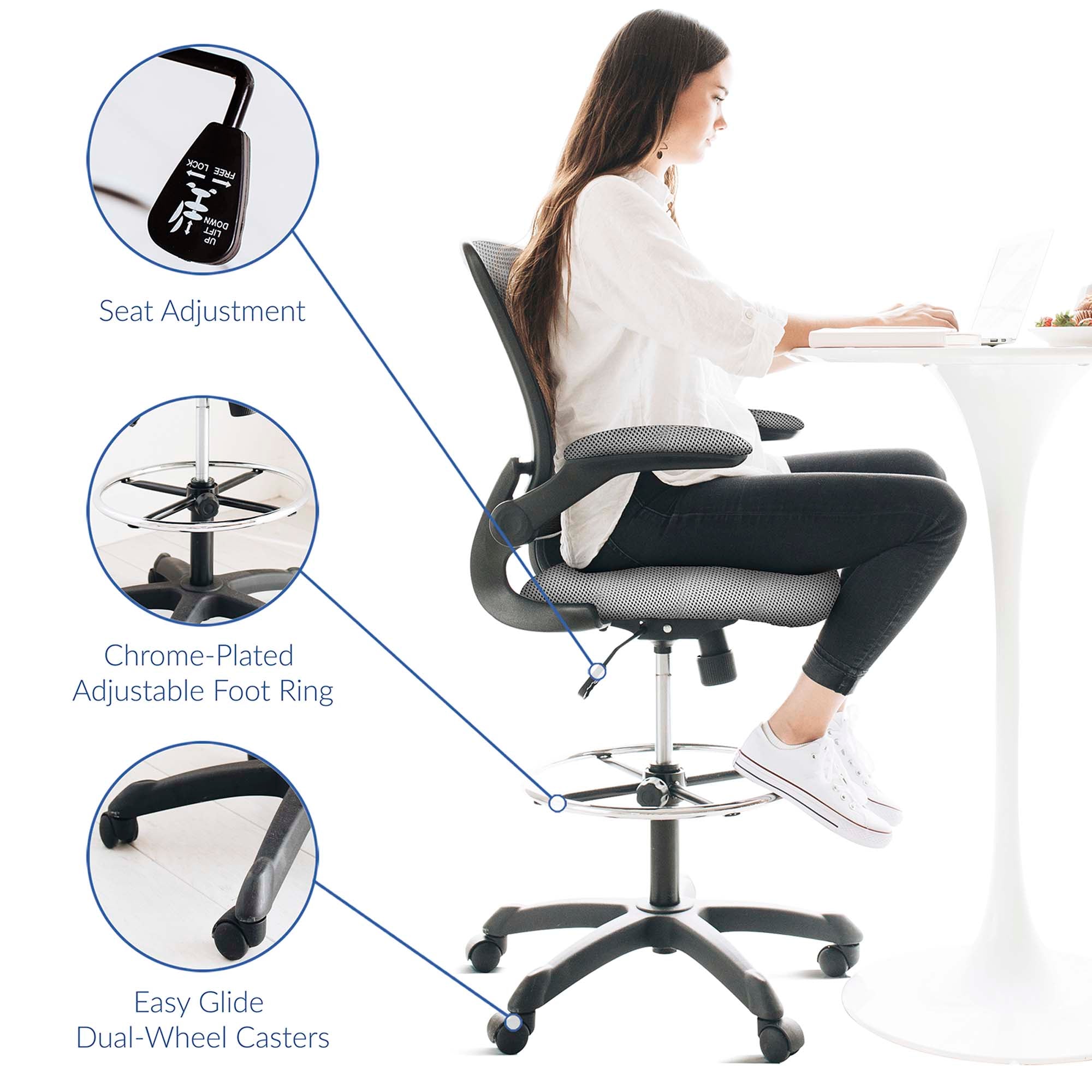 Veer Drafting Chair, Gray