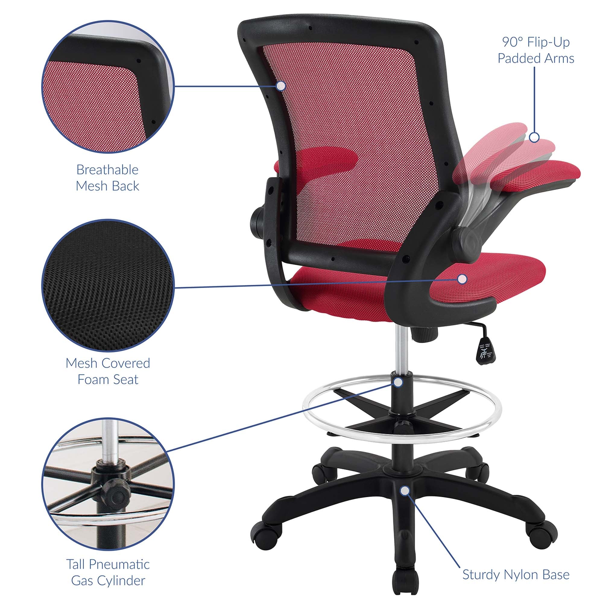 Veer Drafting Chair, Red
