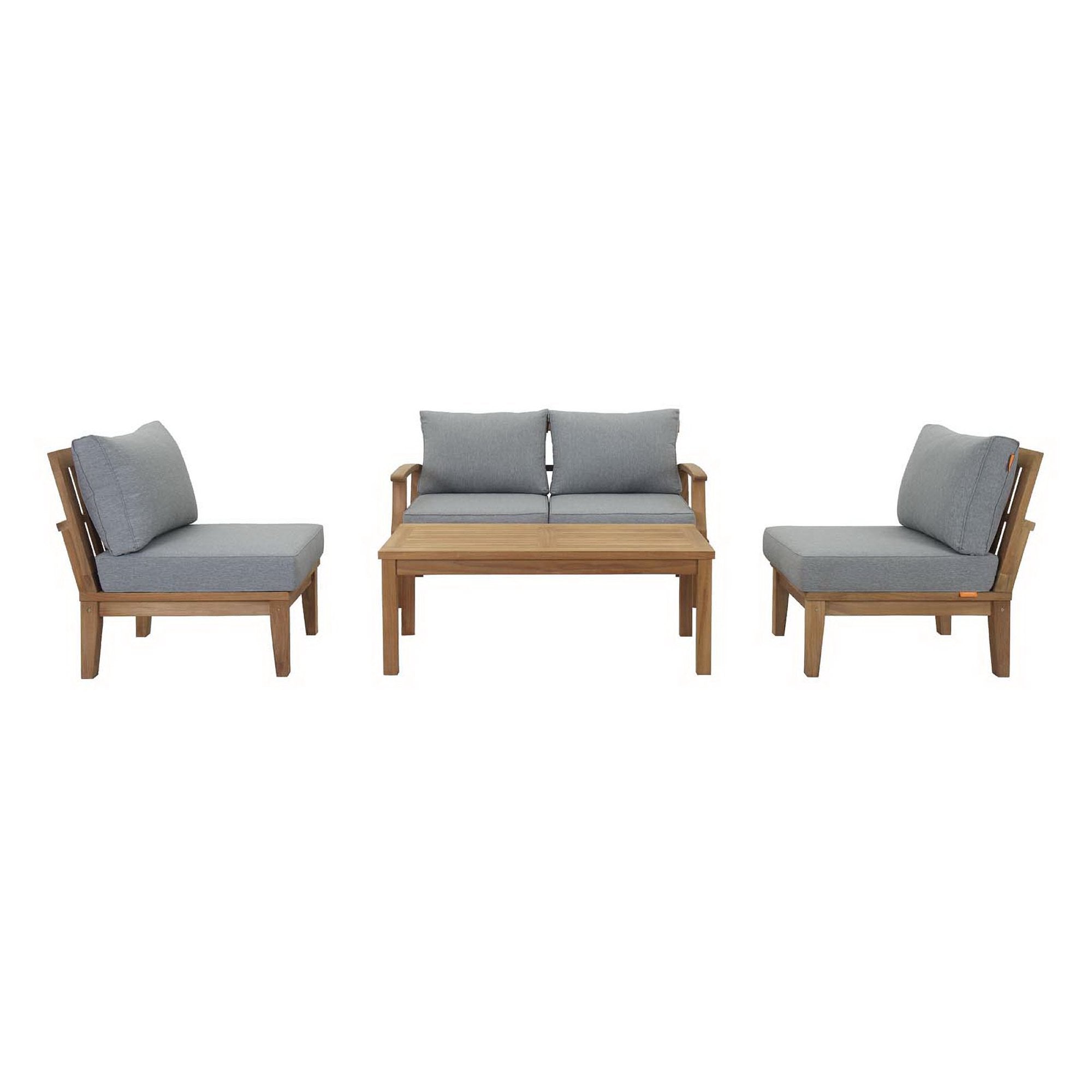 Marina 5 Piece Outdoor Patio Teak Set, Natural Gray