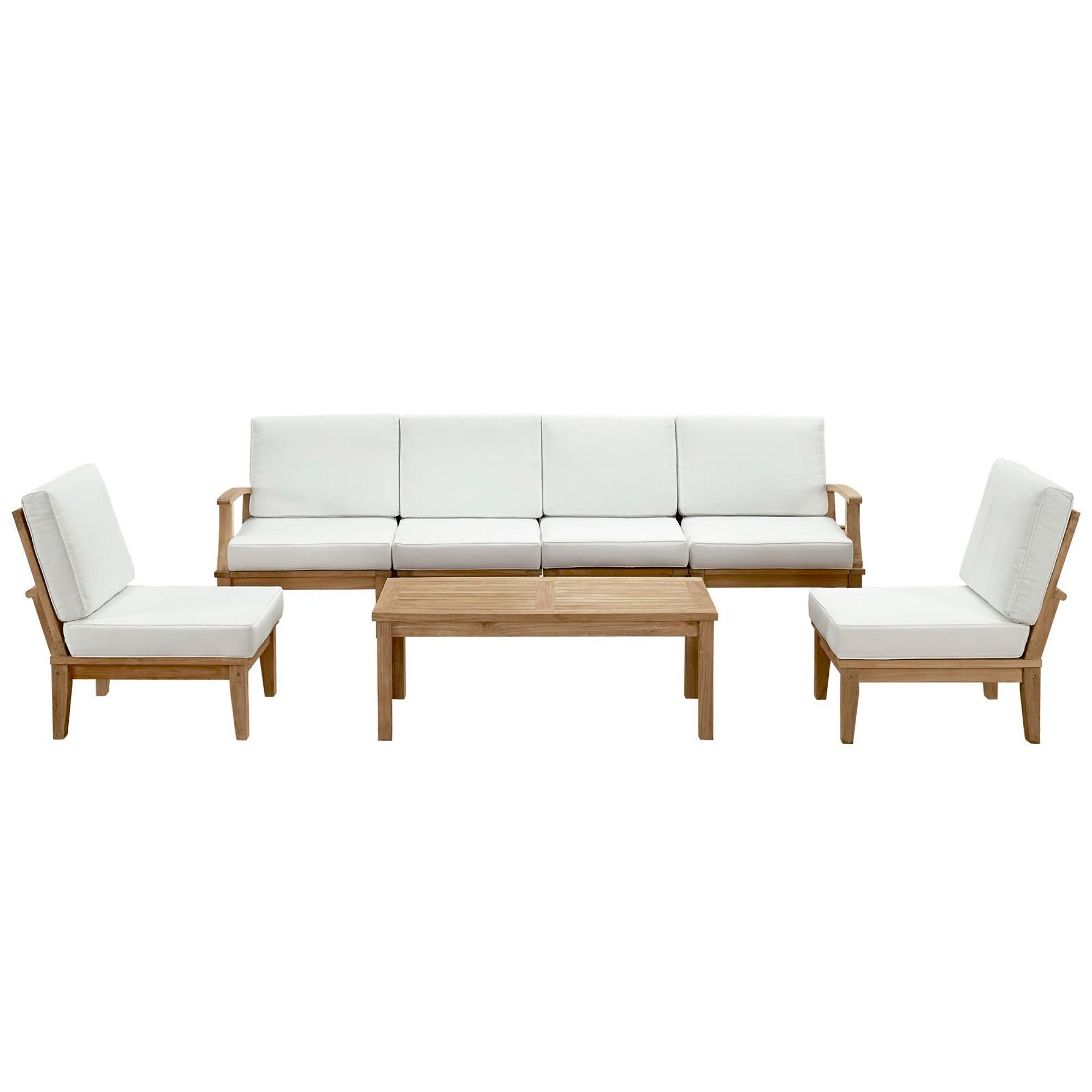 Marina 7 Piece Outdoor Patio Teak Set, Natural White