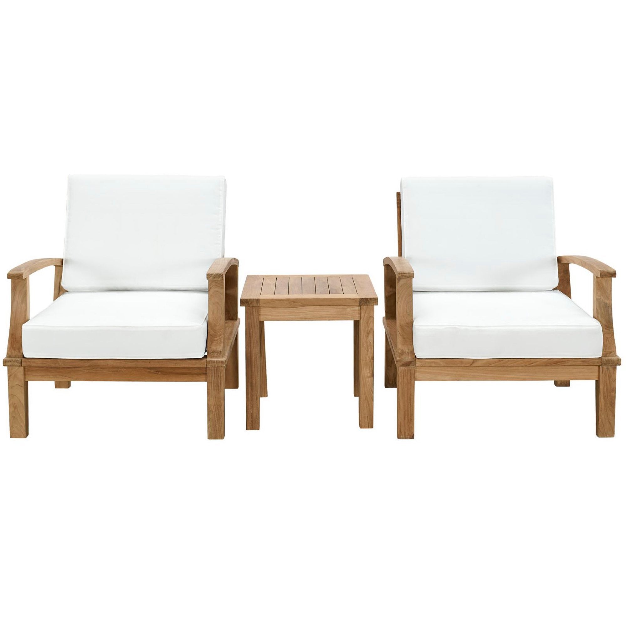 Marina 3 Piece Outdoor Patio Teak Set, Natural White