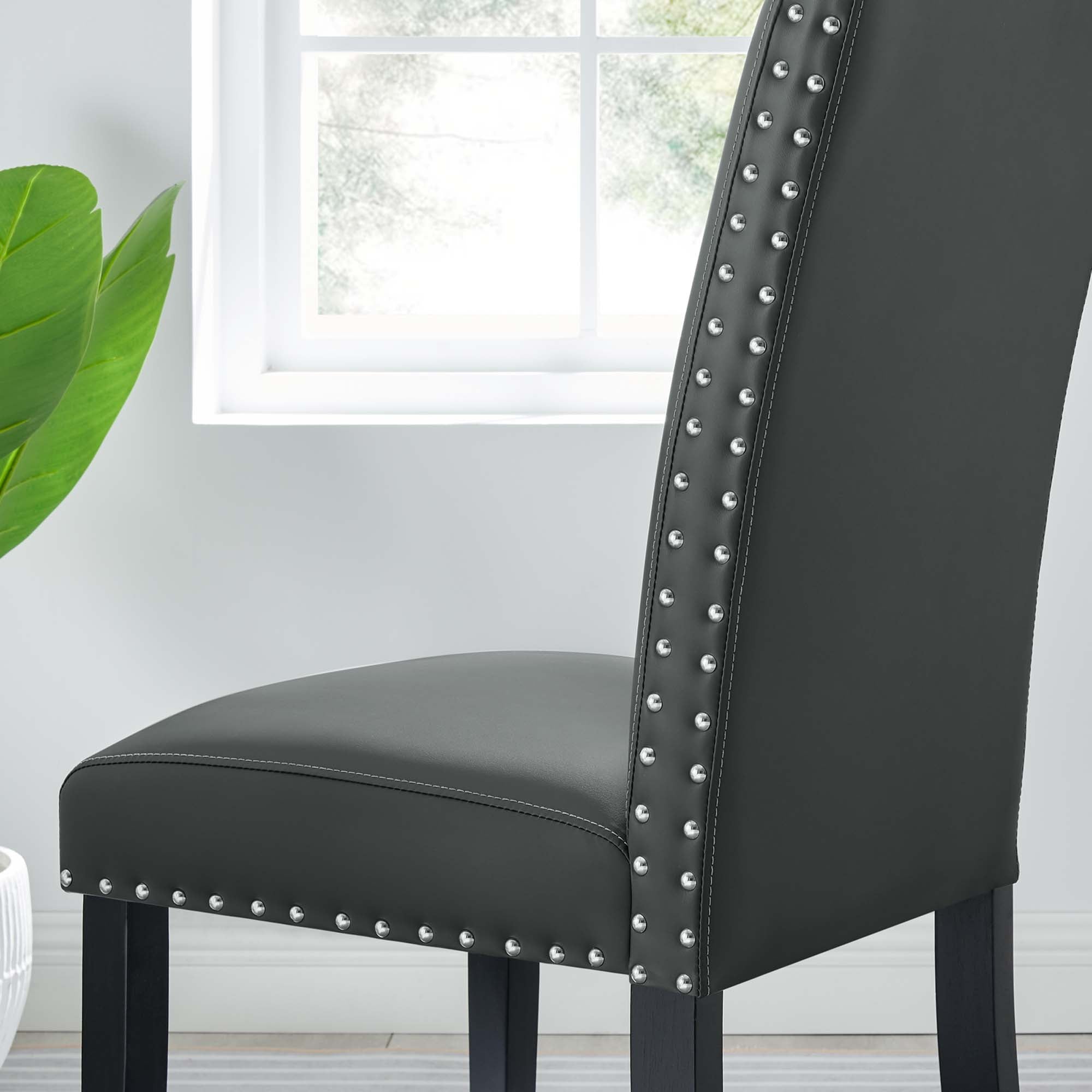 Parcel Dining Faux Leather Side Chair, Gray