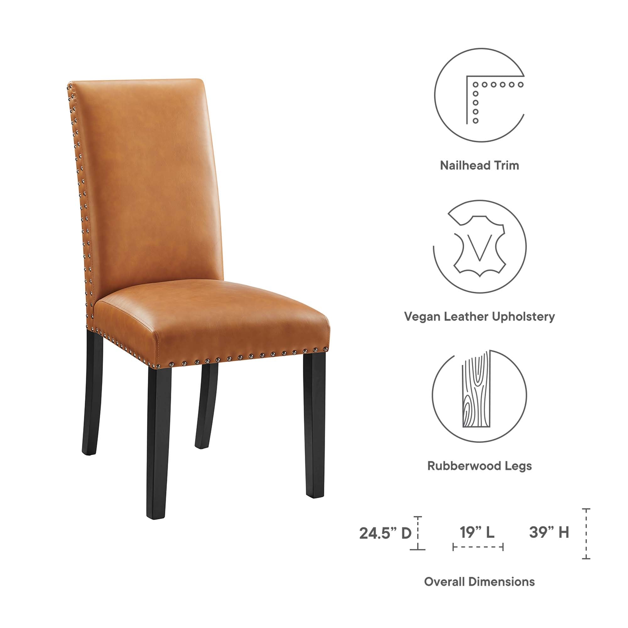 Parcel Dining Faux Leather Side Chair, Tan