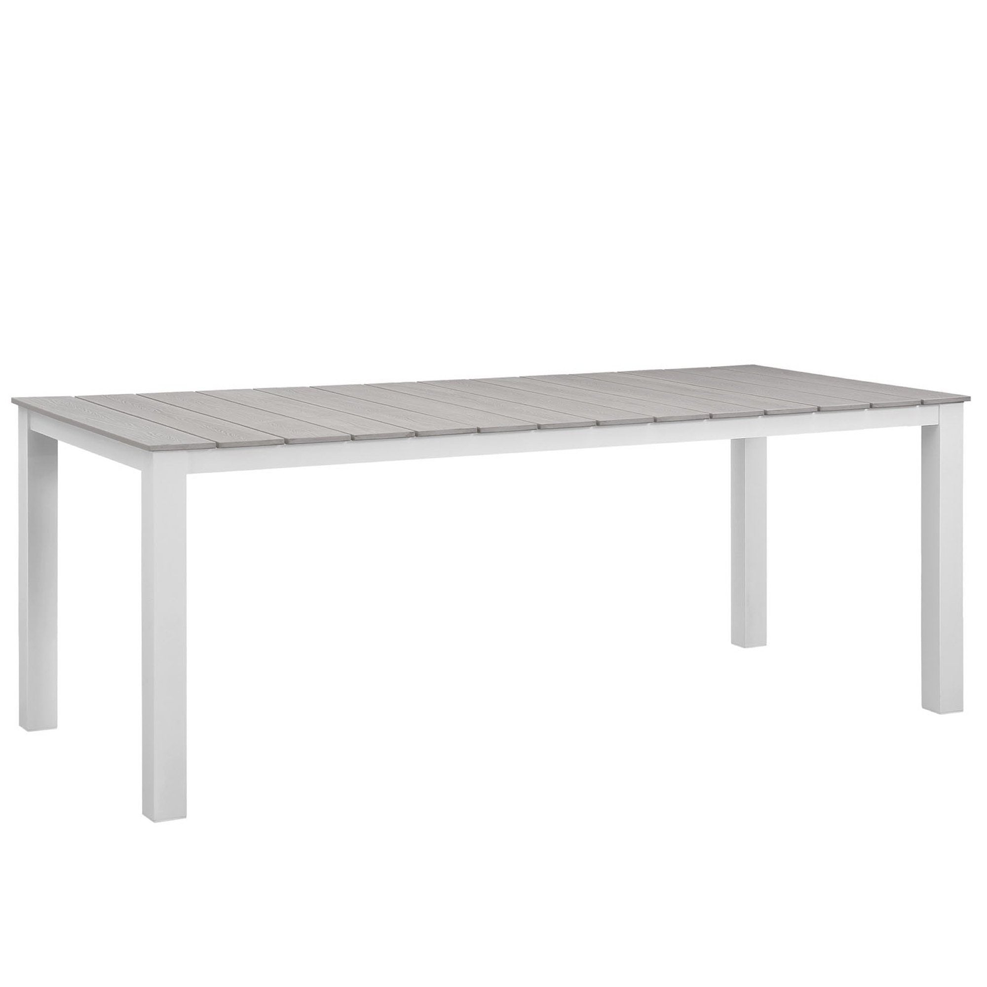 Maine 80" Outdoor Patio Dining Table, White Light Gray