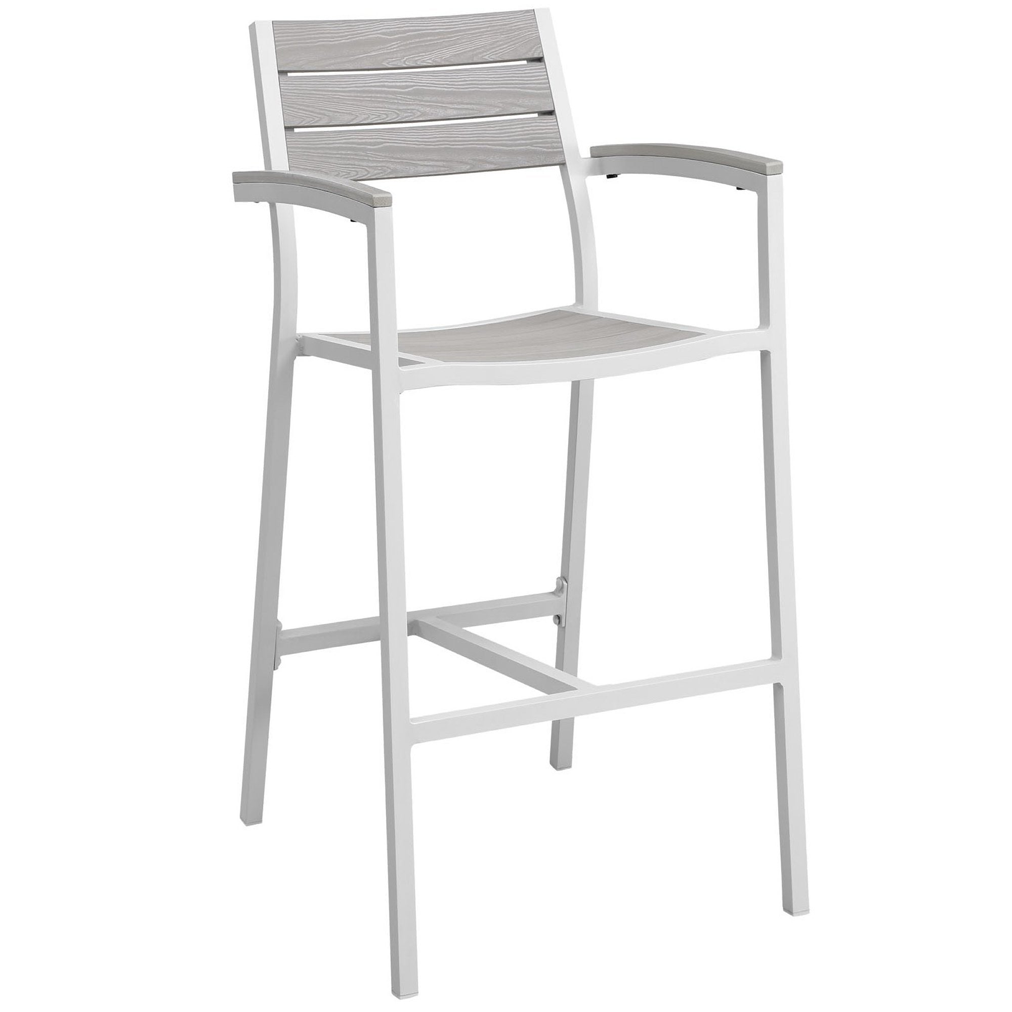 Maine Outdoor Patio Bar Stool, White Light Gray