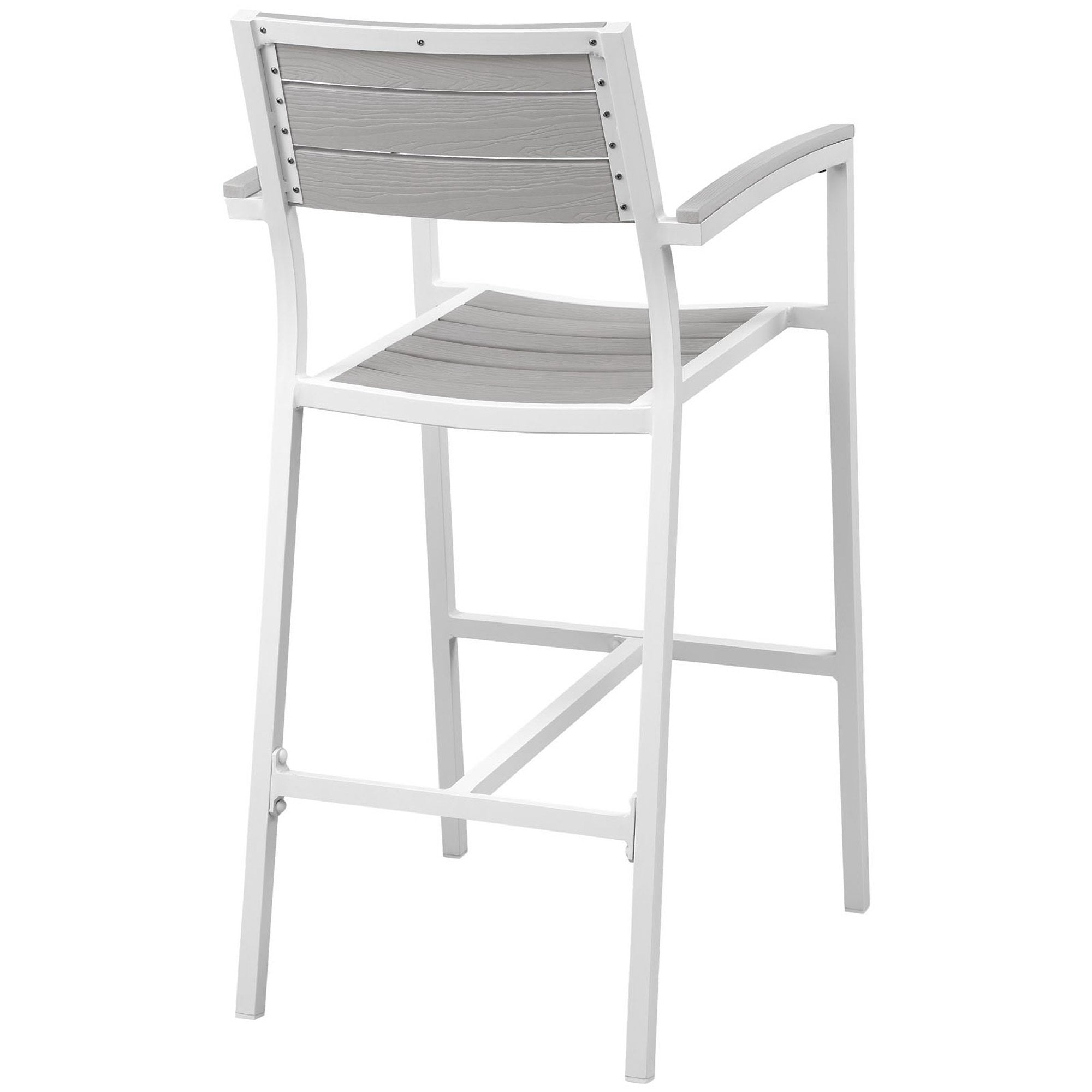 Maine Outdoor Patio Bar Stool, White Light Gray