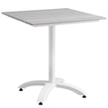 Maine 28" Outdoor Patio Dining Table, White Light Gray