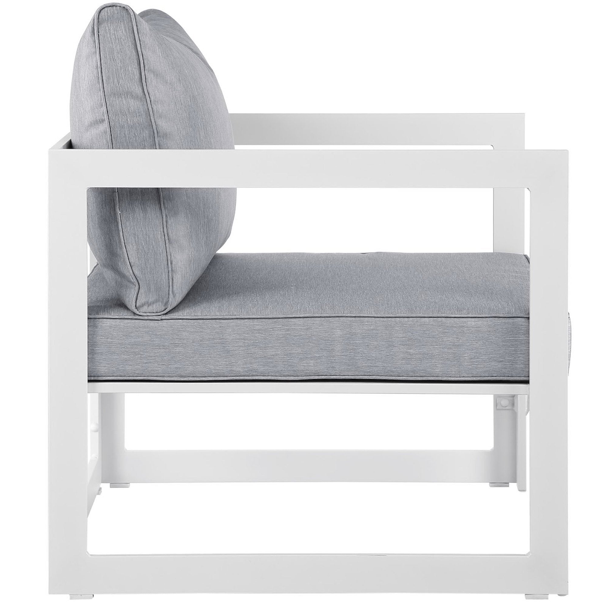 Fortuna Outdoor Patio Armchair, White Gray