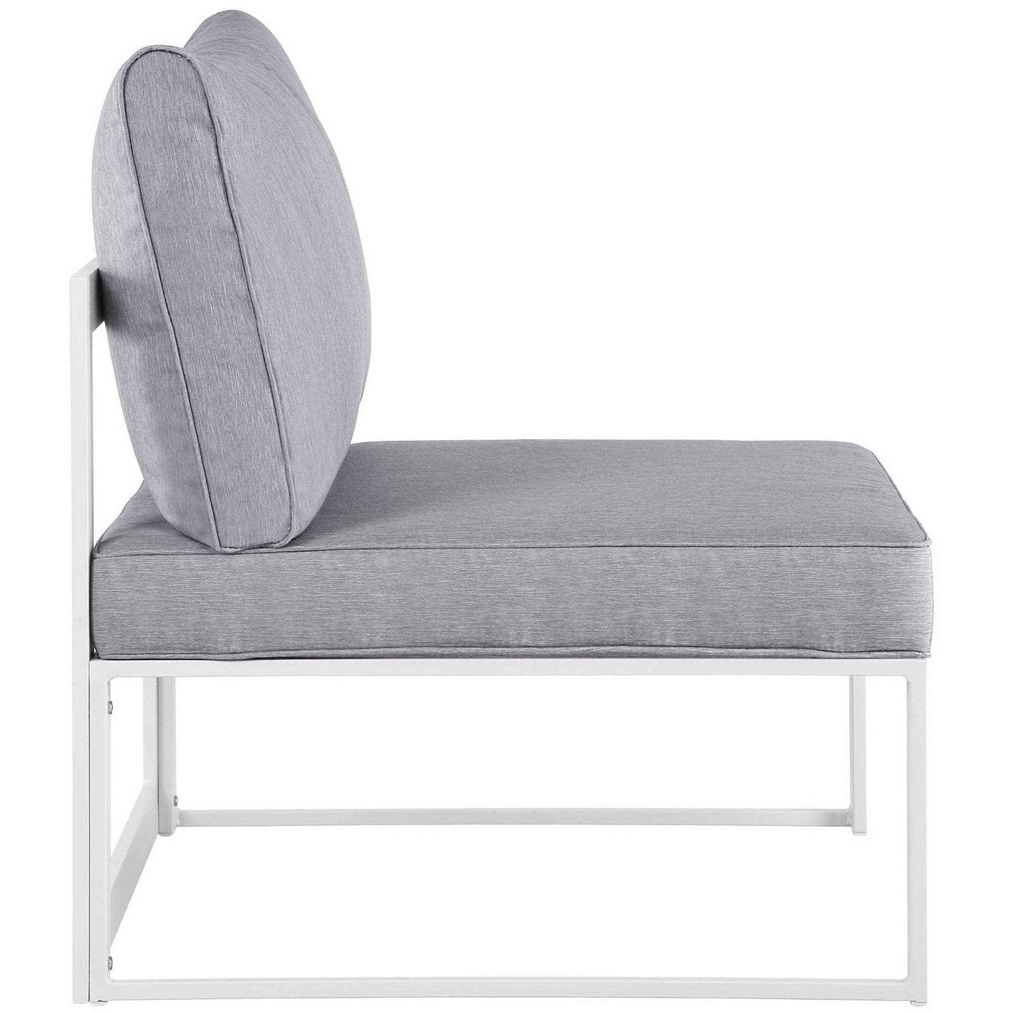 Fortuna Armless Outdoor Patio Chair, White Gray