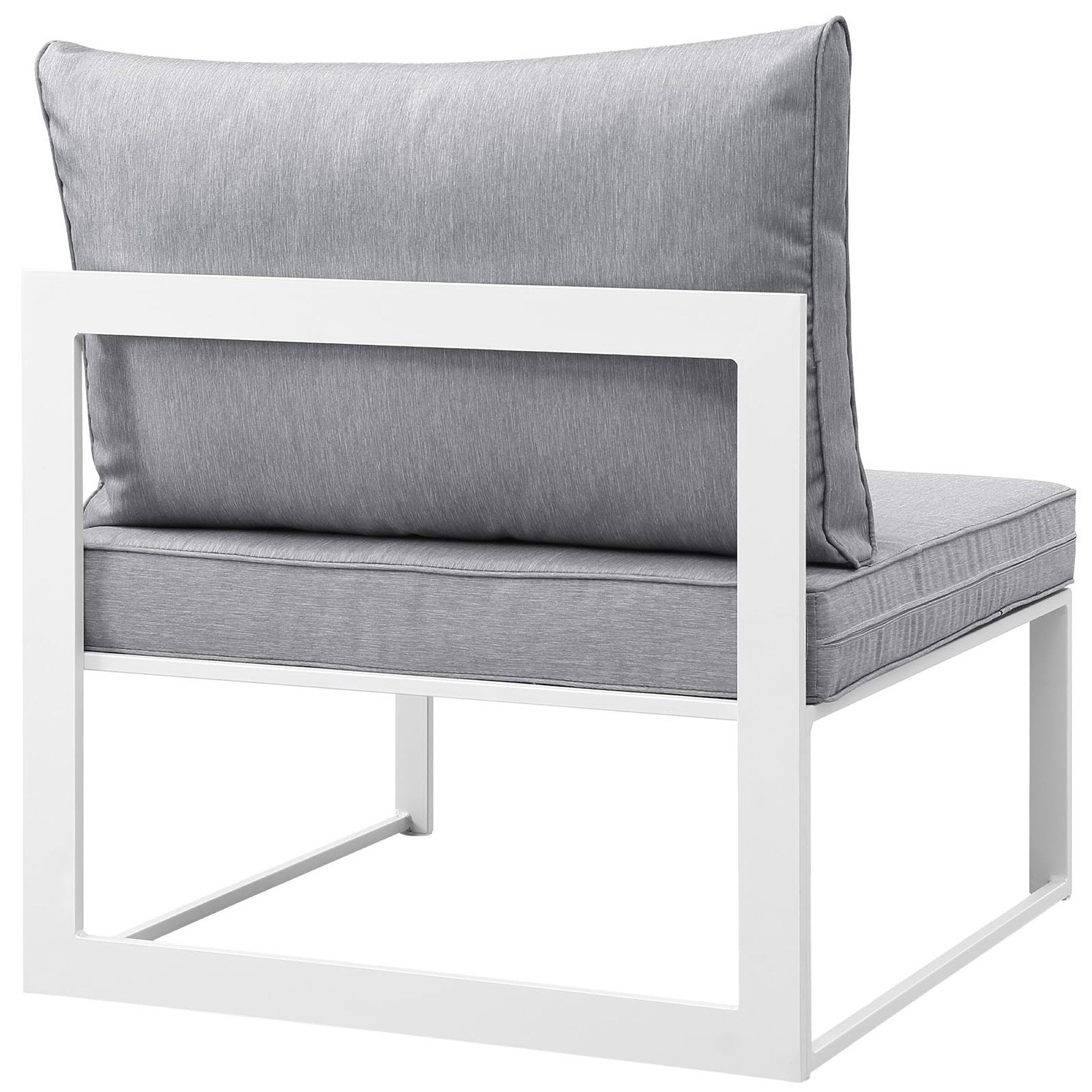Fortuna Armless Outdoor Patio Chair, White Gray