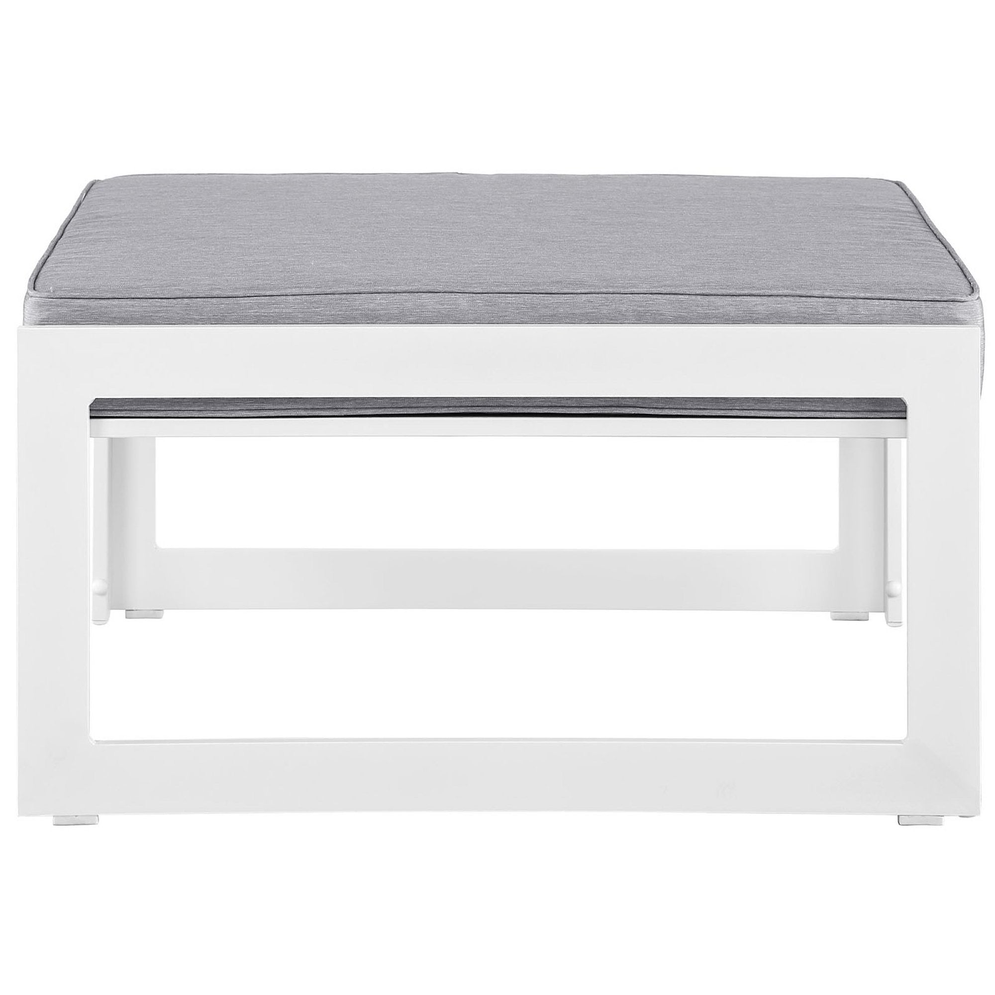 Fortuna Outdoor Patio Ottoman, White Gray