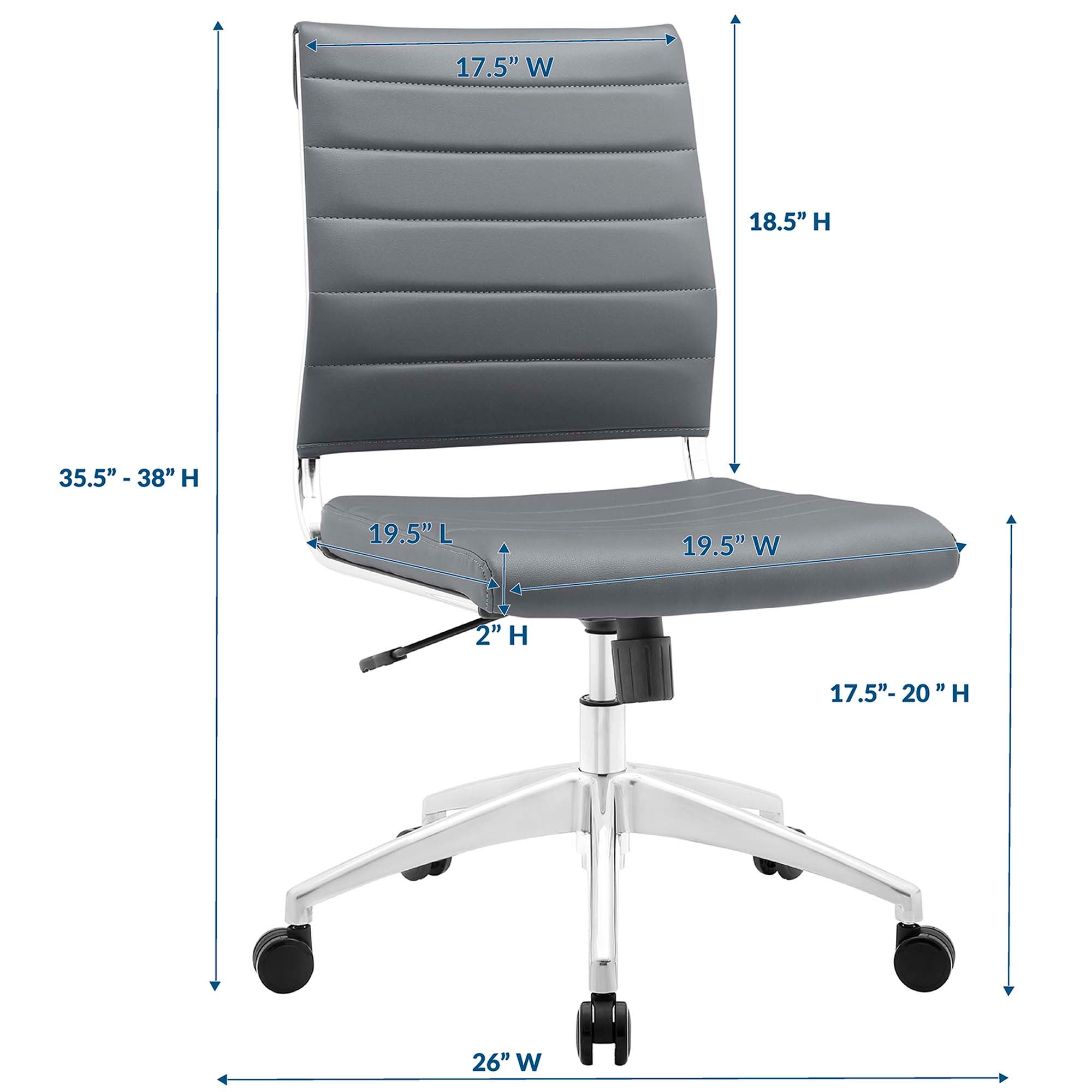 Jive Armless Mid Back Office Chair, Gray