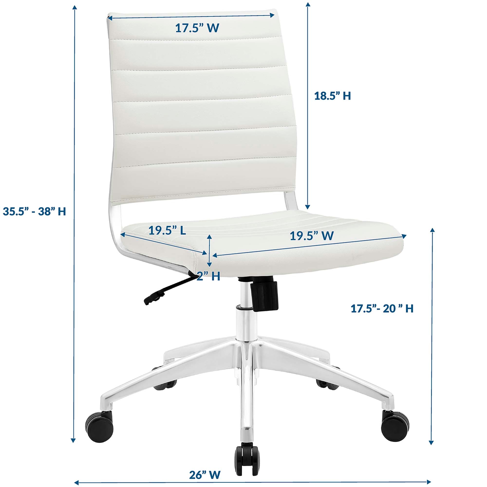 Jive Armless Mid Back Office Chair, White