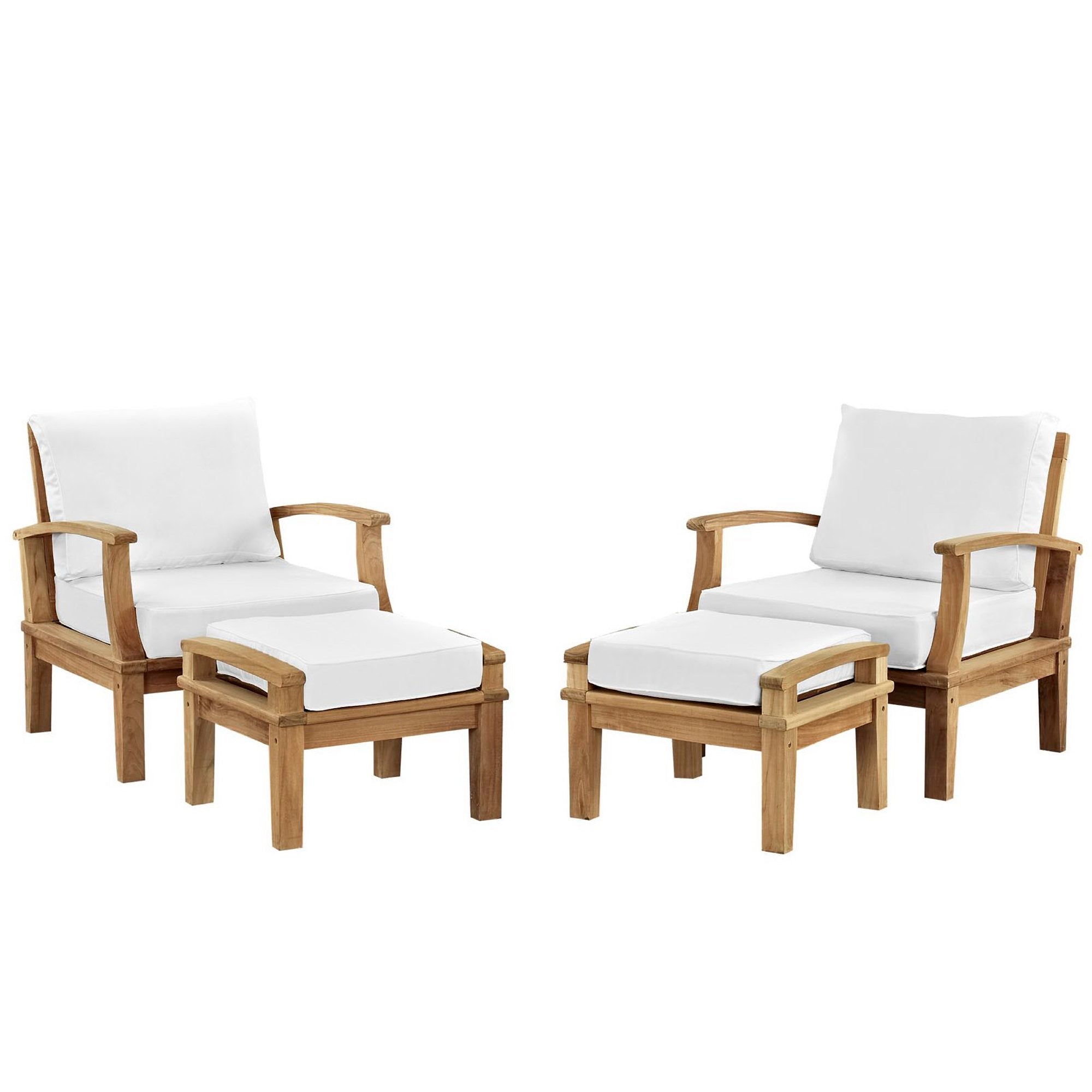 Marina 4 Piece Outdoor Patio Teak Set, Natural White