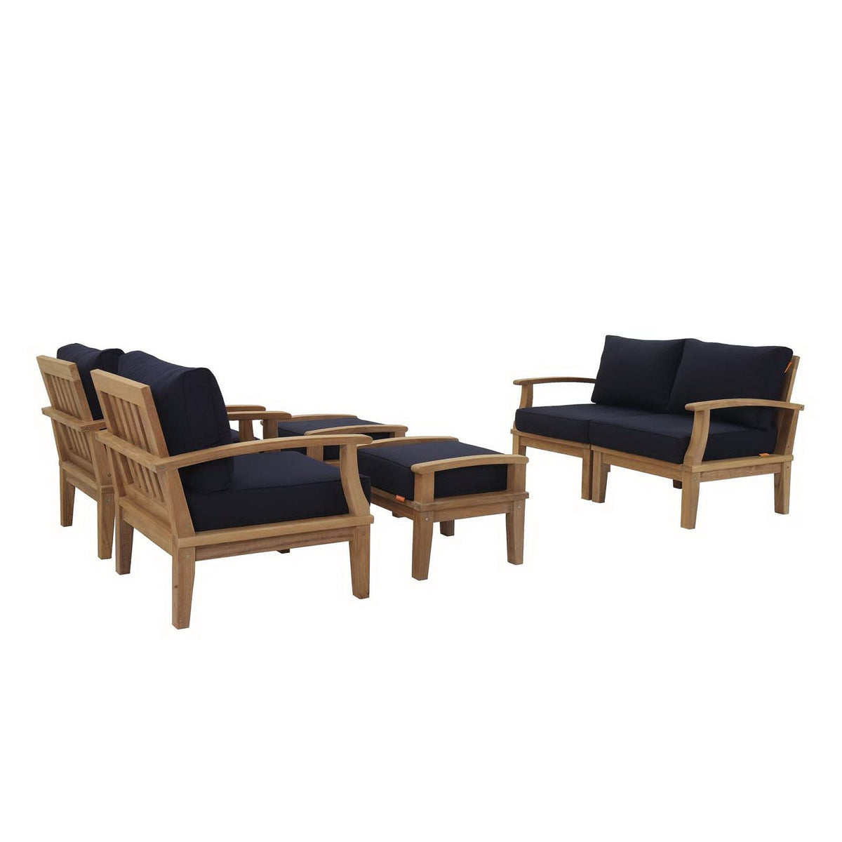 Marina 6 Piece Outdoor Patio Teak Set, Natural Navy - Model EEI-1597