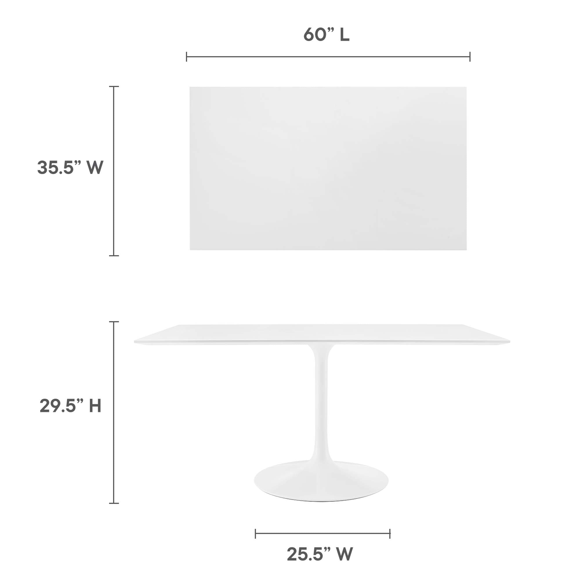 Lippa 60" Rectangle Wood Dining Table, White