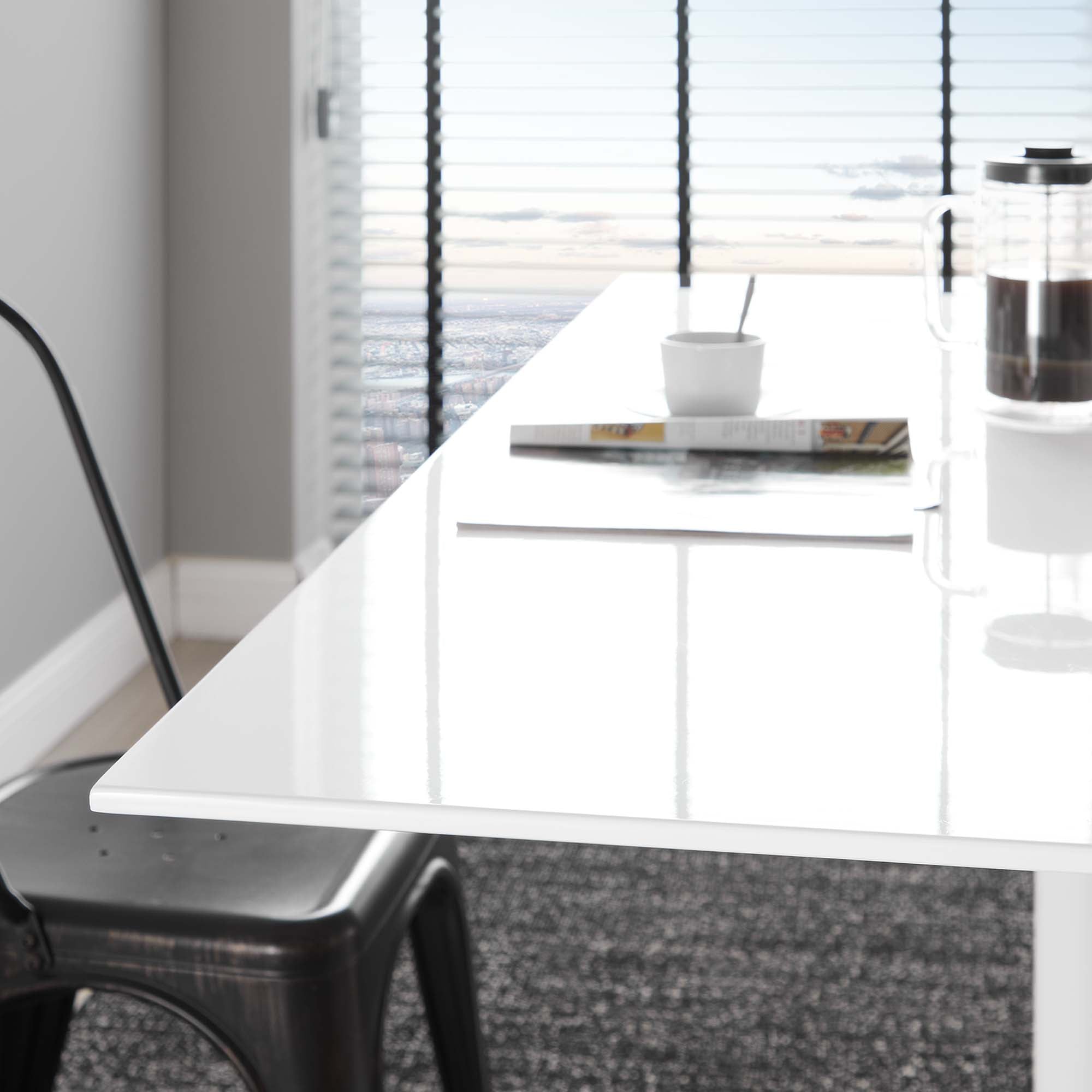 Lippa 60" Rectangle Wood Dining Table, White