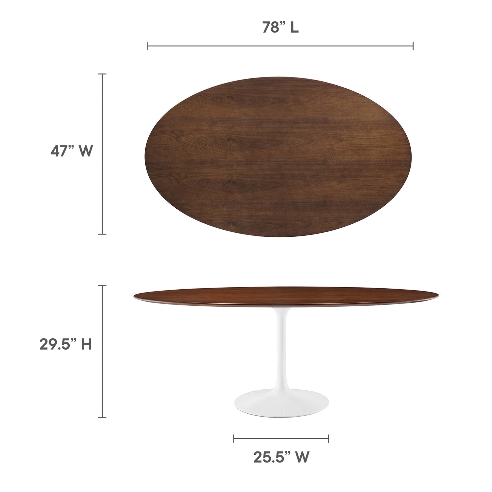 Lippa 78" Oval Wood Dining Table, Walnut