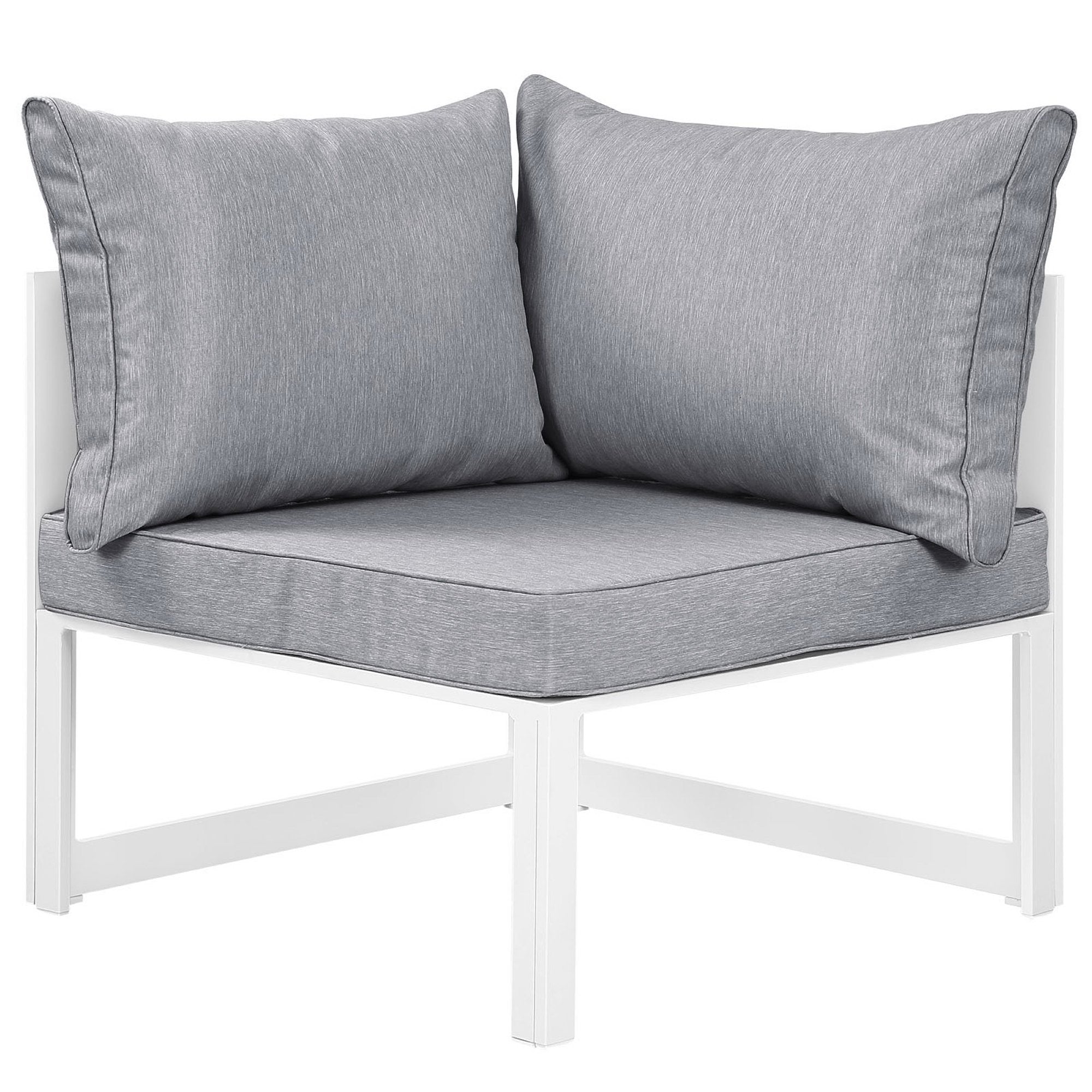 Fortuna 6 Piece Outdoor Patio Sectional Sofa Set, White Gray