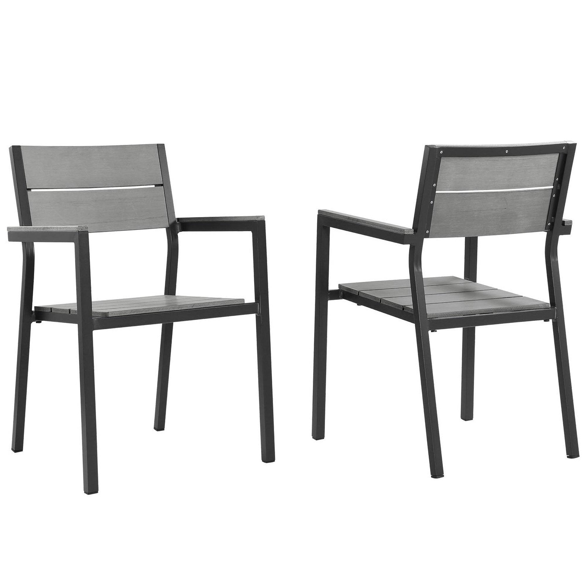 Maine Outdoor Patio Dining Armchair Set of 2, Brown Gray