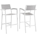 Maine Outdoor Patio Bar Stool Set of 2, White Light Gray