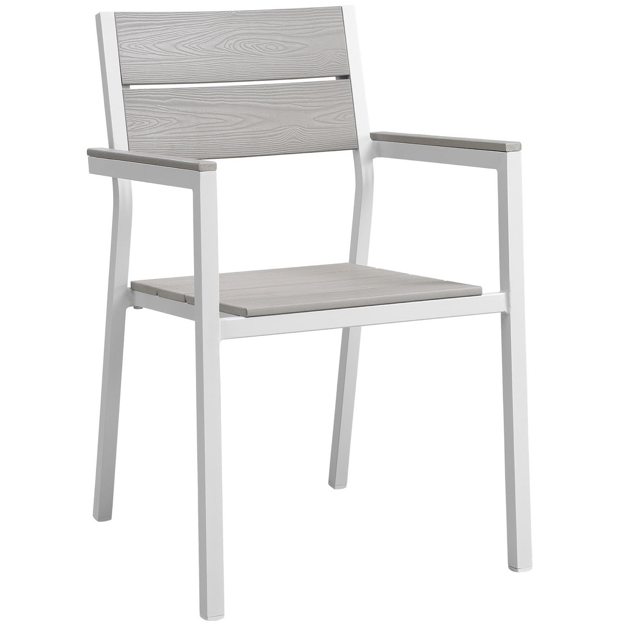 Maine 7 Piece Outdoor Patio Dining Set, White Light Gray