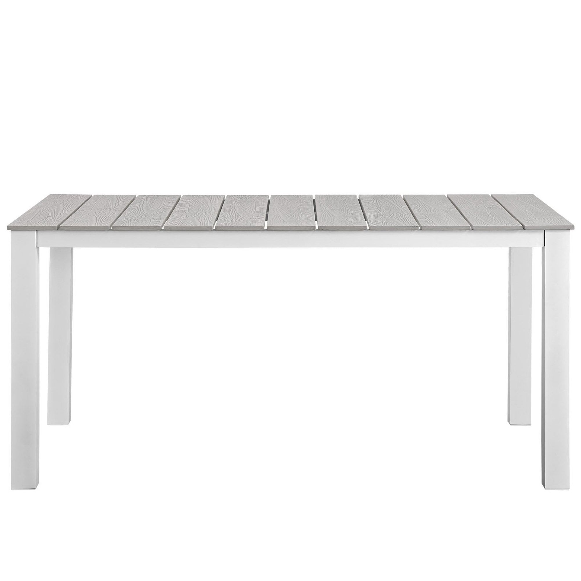 Maine 7 Piece Outdoor Patio Dining Set, White Light Gray
