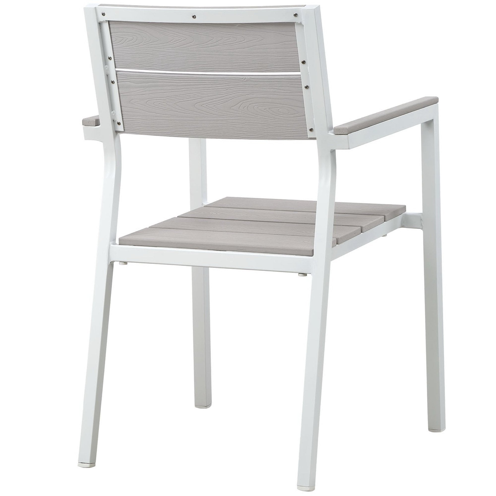 Maine 5 Piece Outdoor Patio Dining Set, White Light Gray