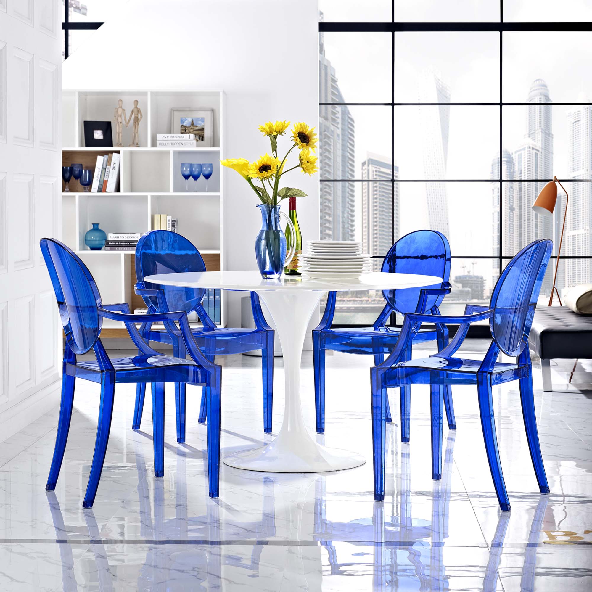 Casper Dining Armchairs Set of 4, Blue