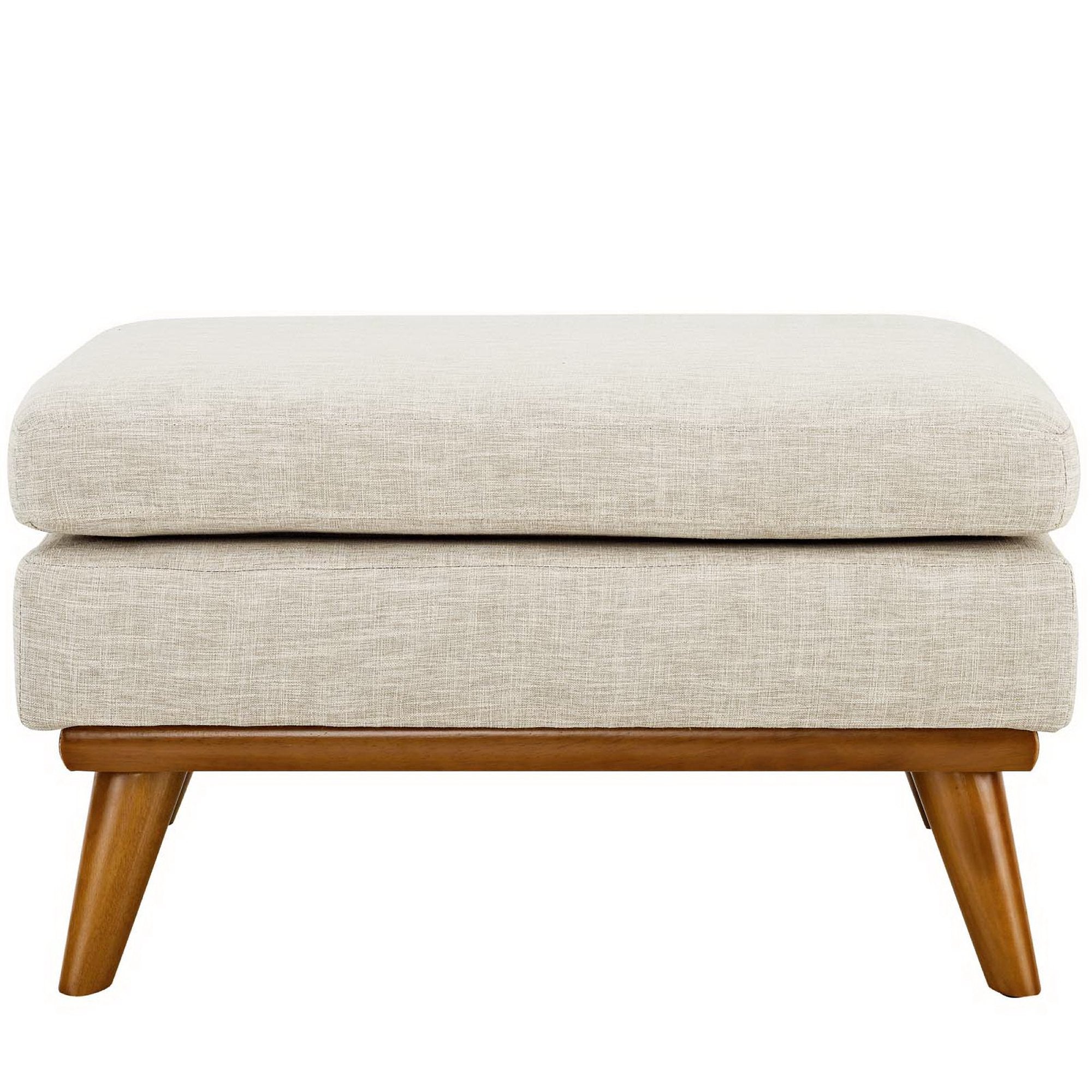 Engage Upholstered Fabric Ottoman, Beige