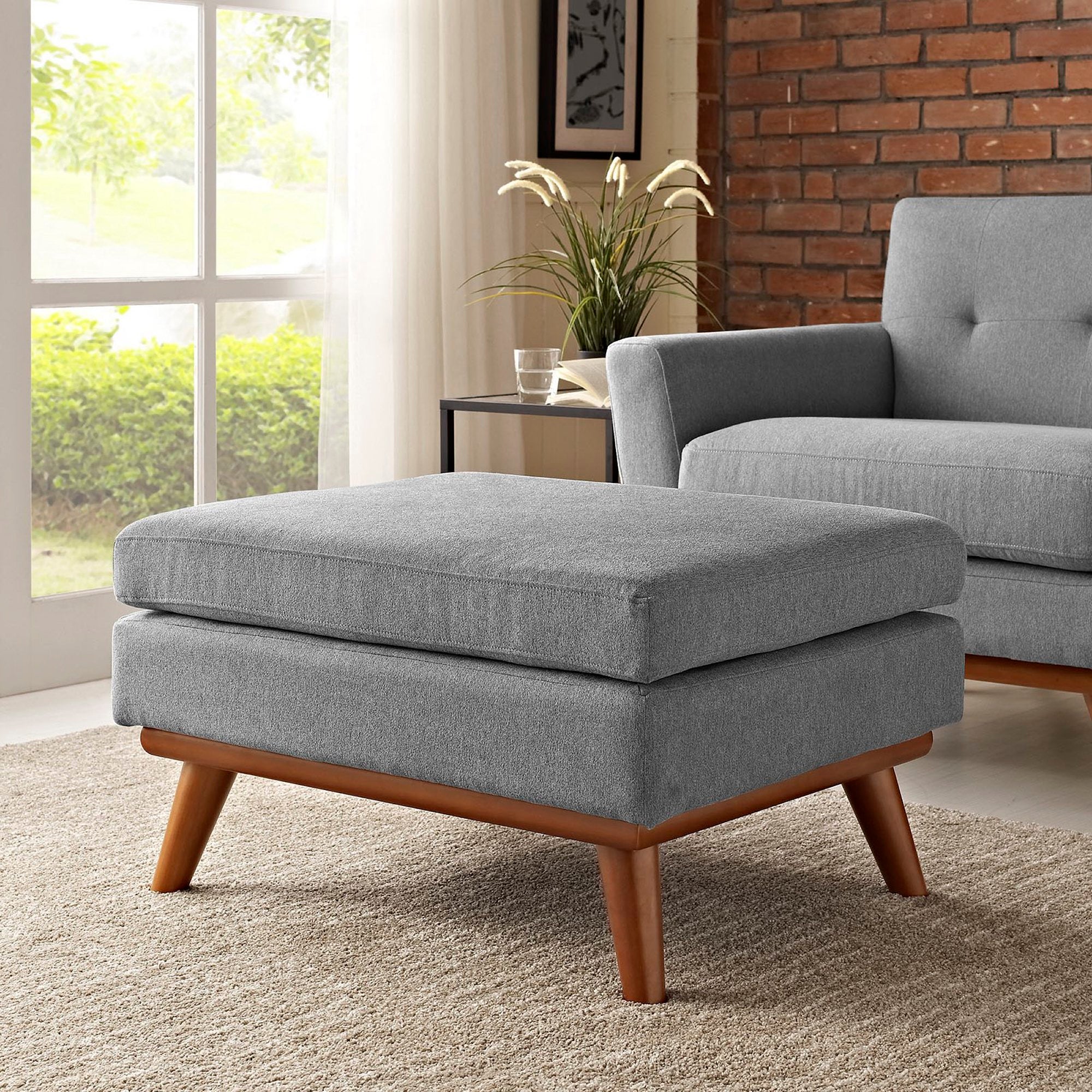 Engage Upholstered Fabric Ottoman, Expectation Gray