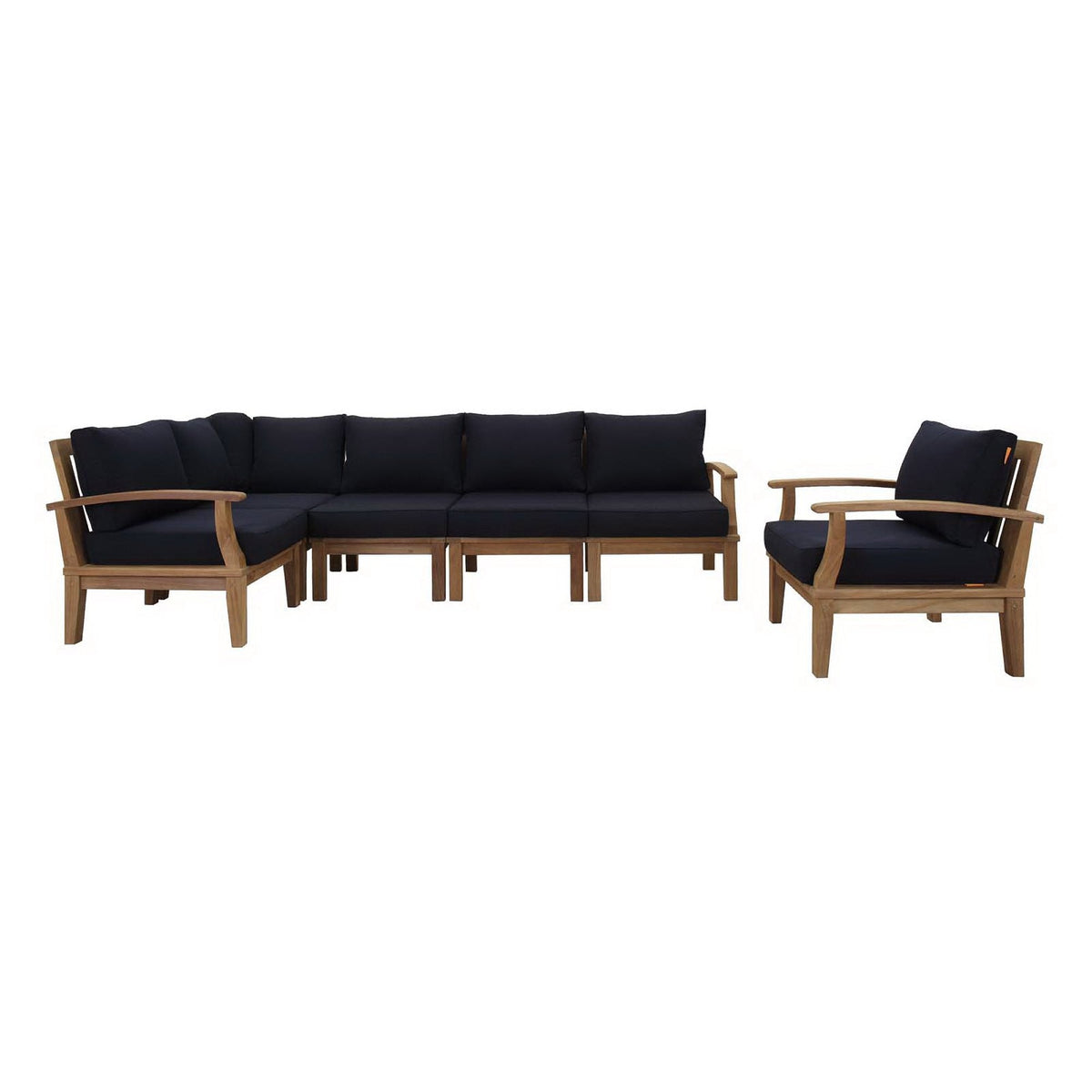 Marina 6 Piece Outdoor Patio Teak Set, Natural Navy - Model EEI-1816