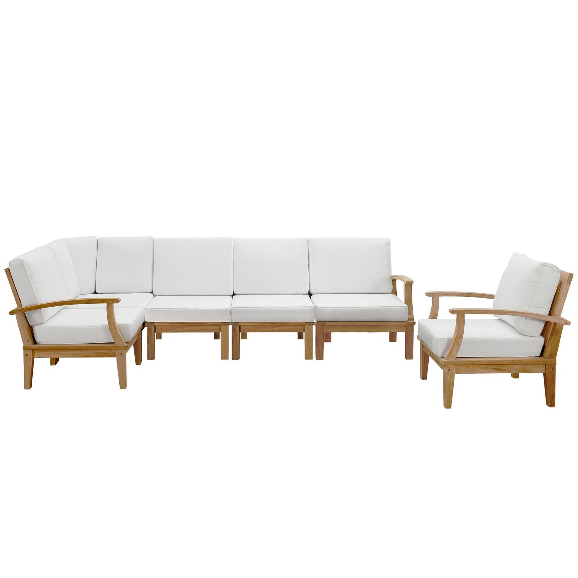 Marina 6 Piece Outdoor Patio Teak Set, Natural White
