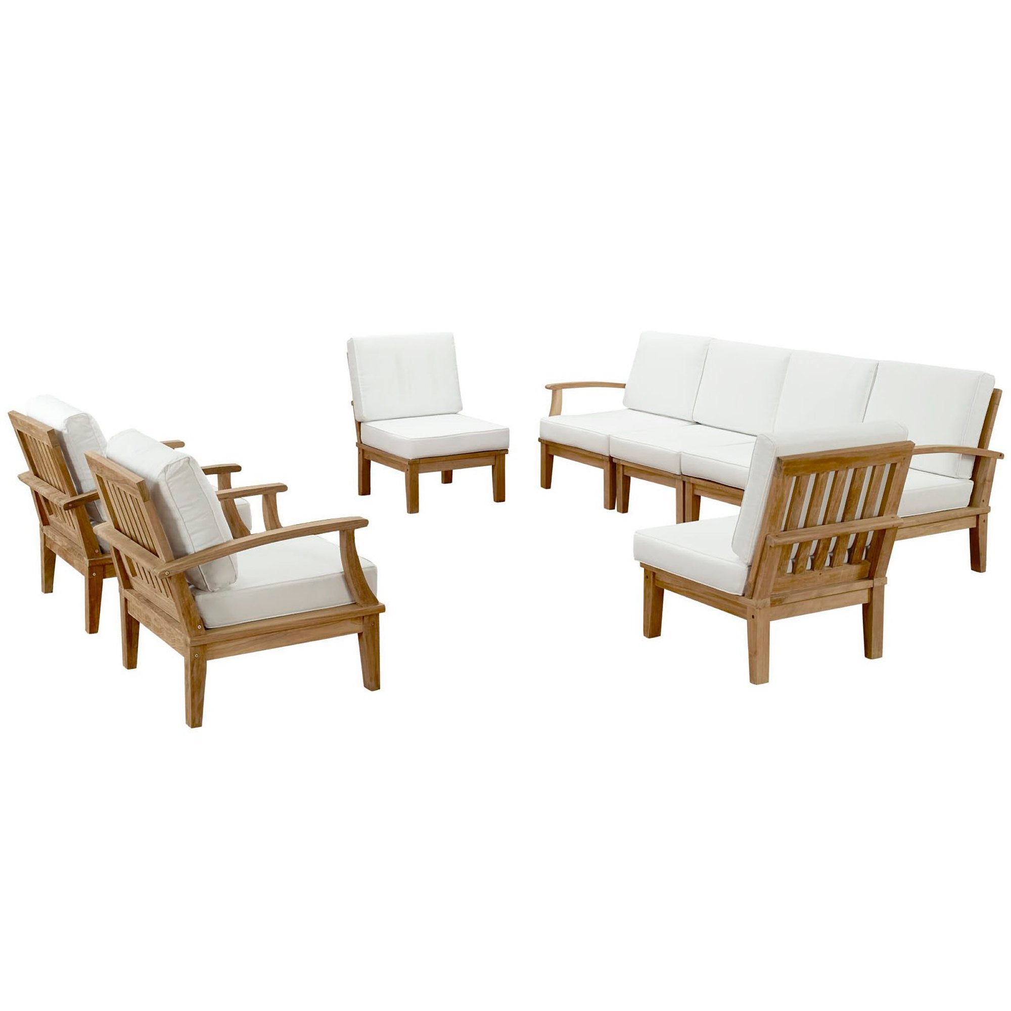 Marina 8 Piece Outdoor Patio Teak Set, Natural White