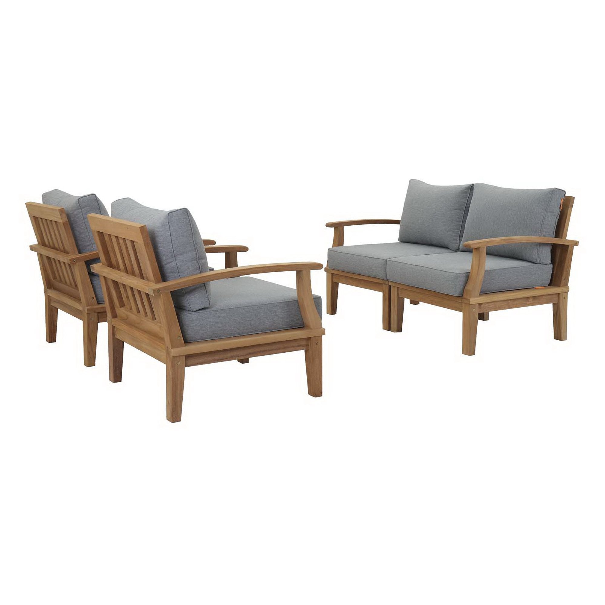 Marina 4 Piece Outdoor Patio Teak Set, Natural Gray