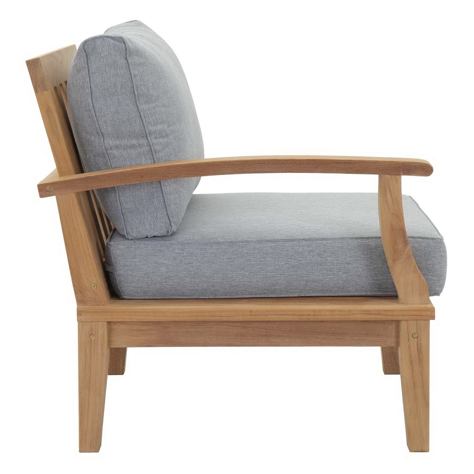 Marina 4 Piece Outdoor Patio Teak Set, Natural Gray