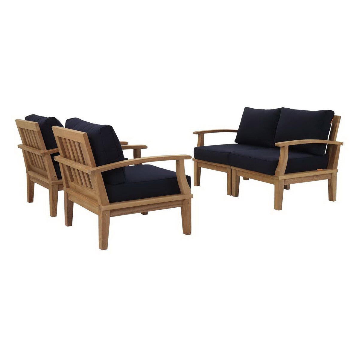 Marina 4 Piece Outdoor Patio Teak Set, Natural Navy - Model EEI-1818
