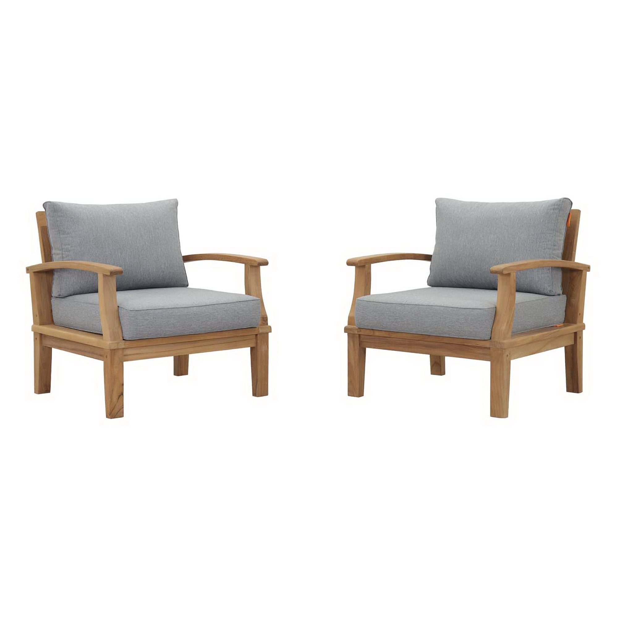 Marina 2 Piece Outdoor Patio Teak Set, Natural Gray