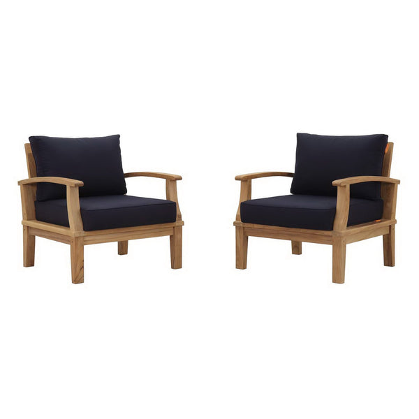Marina 2 Piece Outdoor Patio Teak Set, Natural Navy
