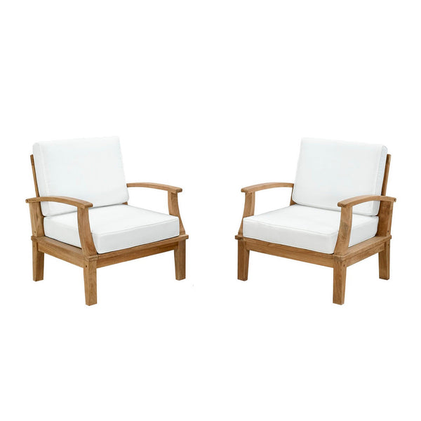 Marina 2 Piece Outdoor Patio Teak Set, Natural White