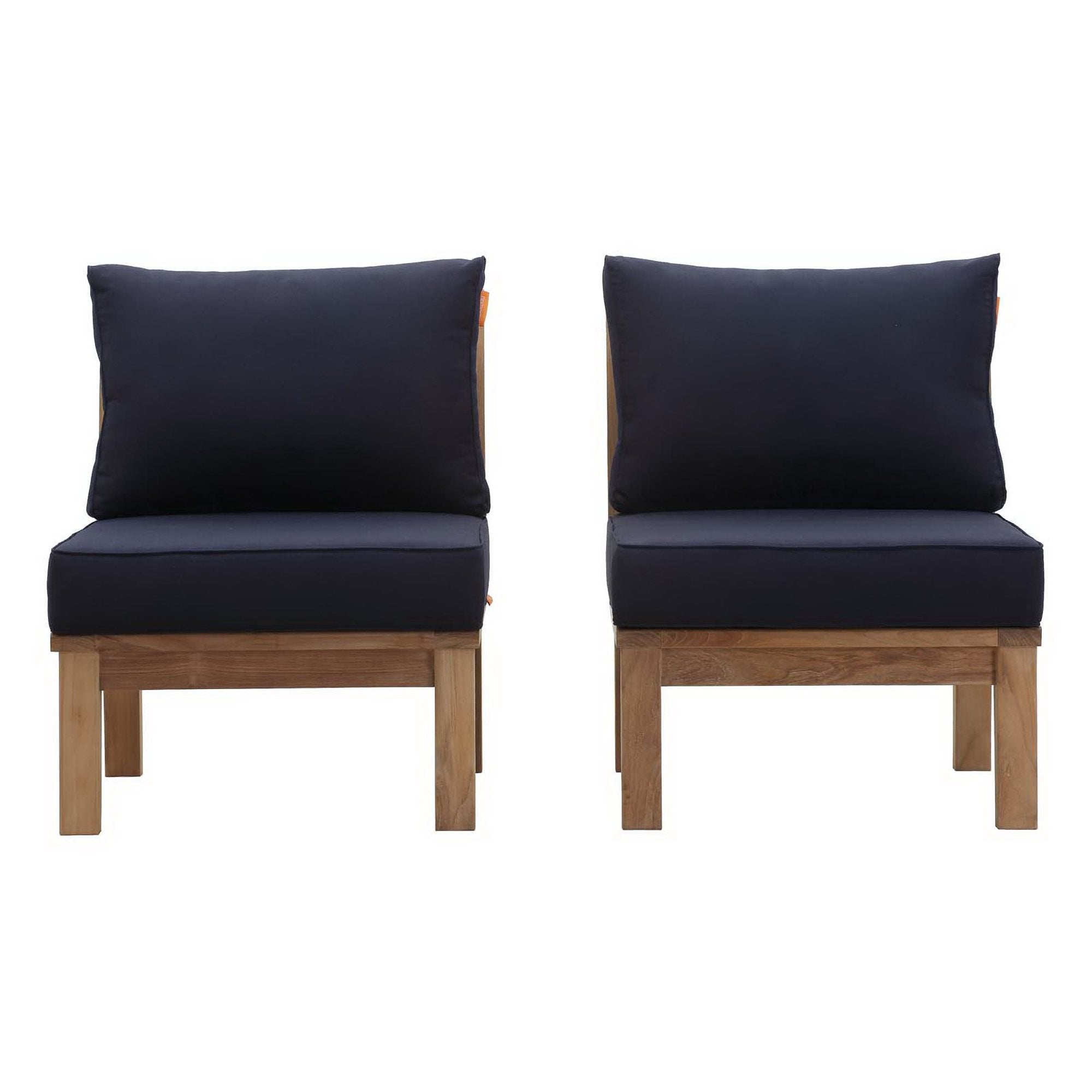 Marina 2 Piece Outdoor Patio Teak Set, Natural Navy
