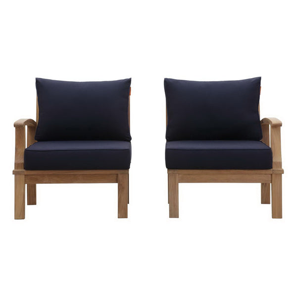 Marina 2 Piece Outdoor Patio Teak Set, Natural Navy - Model EEI-1822